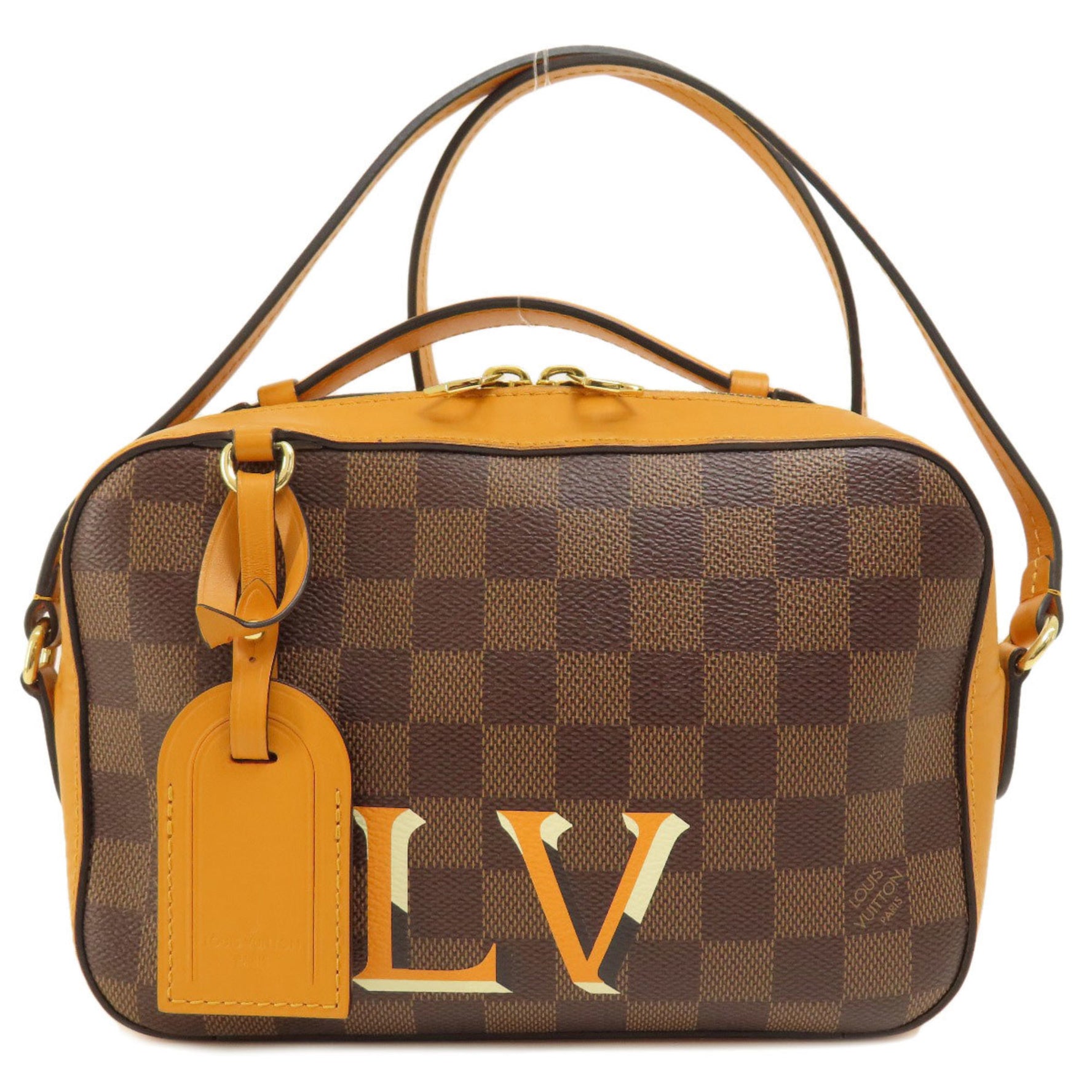 Louis Vuitton Santa Monica Saffron Damier Ebene Shoulder Bag Canvas