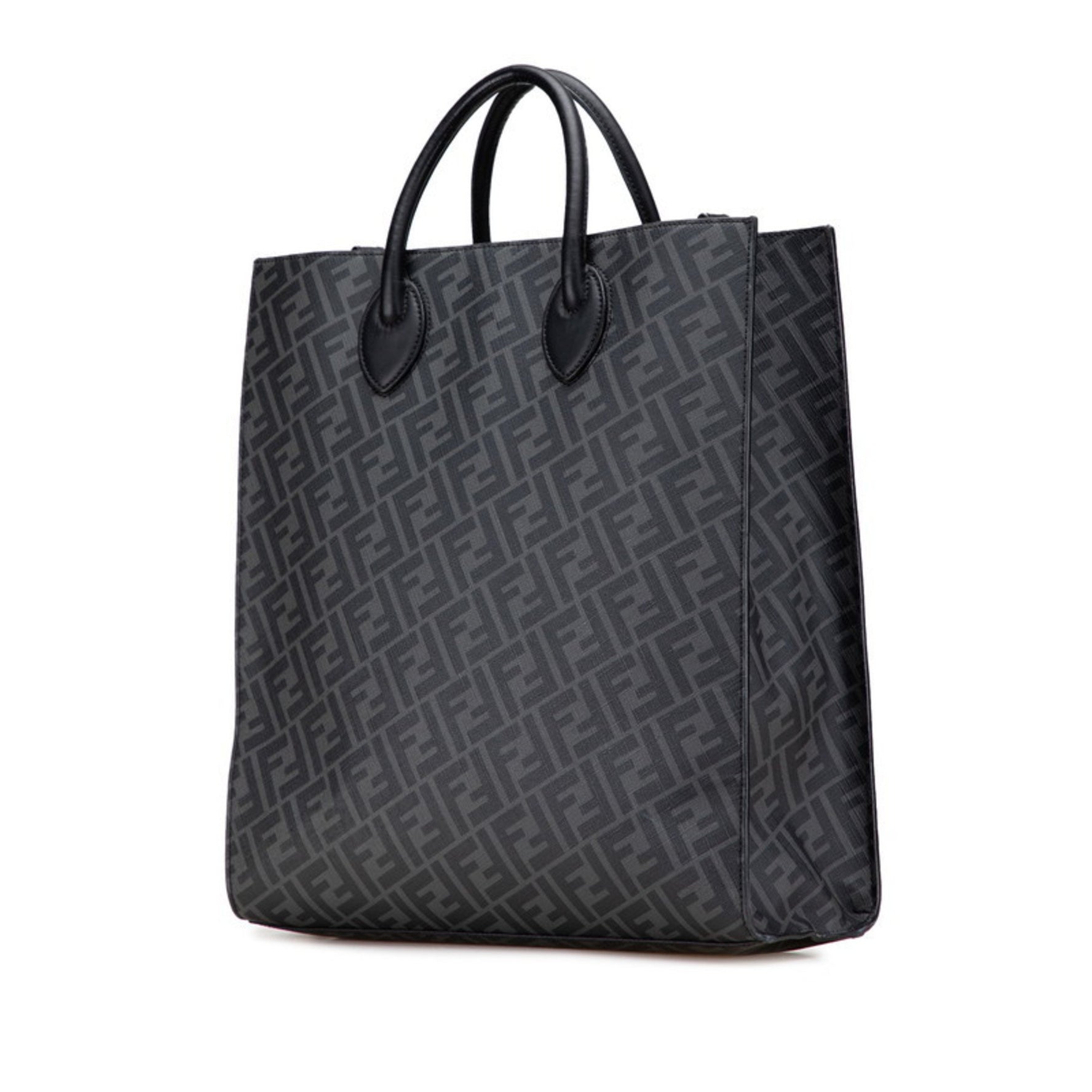 Fendi Zucca Tote Bag/Shoulder Bag Black/Grey Leather