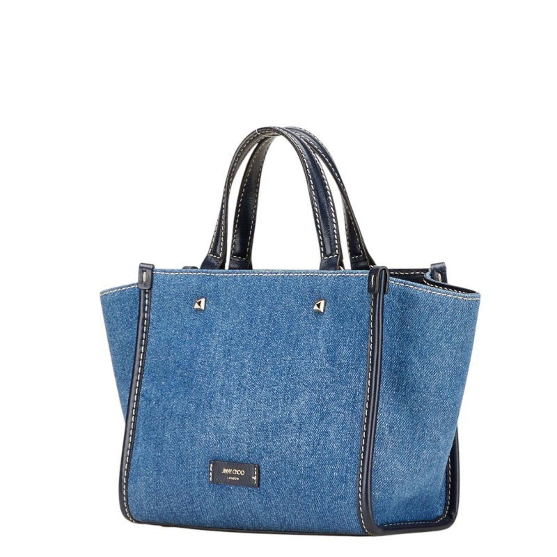 Jimmy Choo Varenne Tote Small Handbag/Shoulder Bag, Indigo Blue, Denim, Leather, JIMMY CHOO