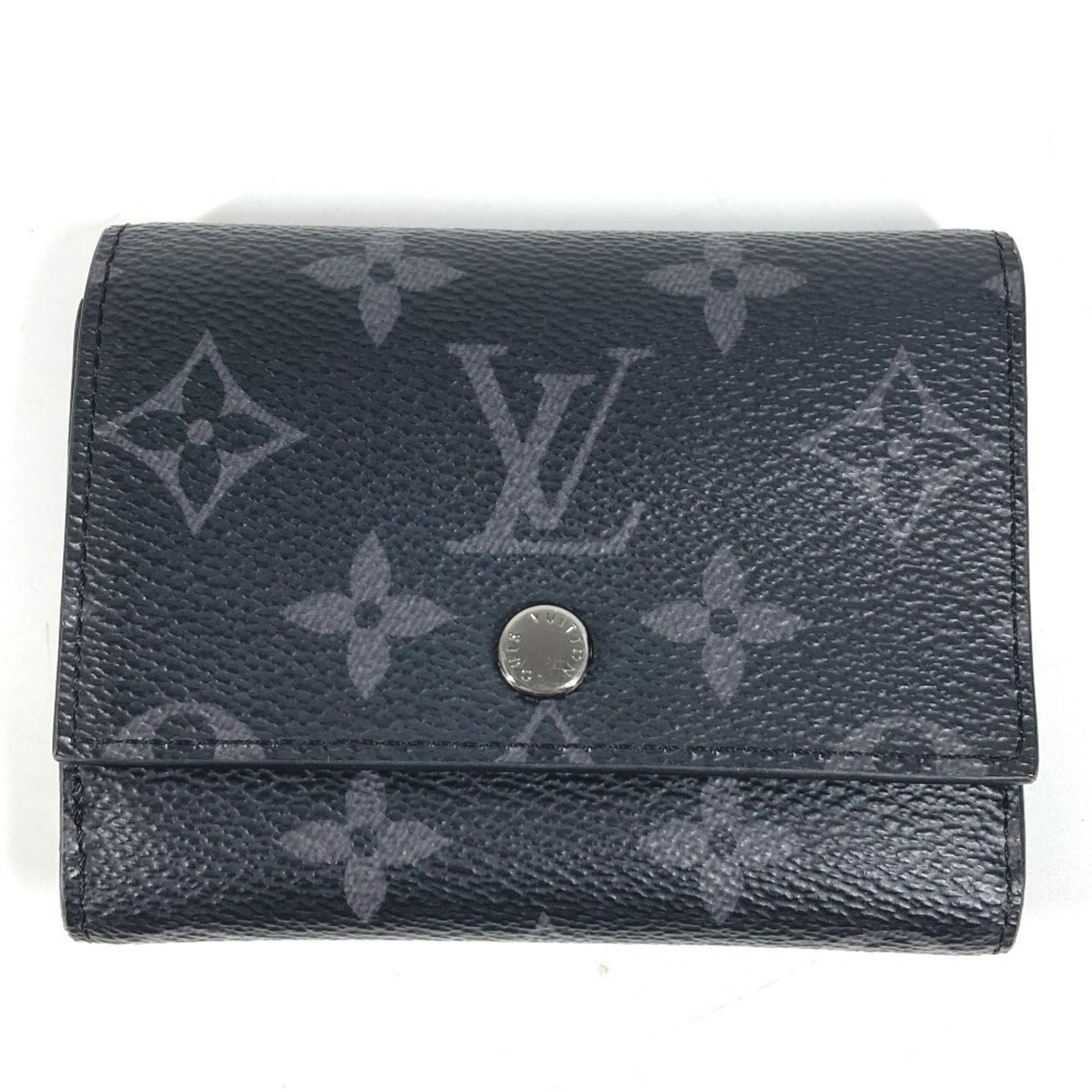 LOUIS VUITTON Monogram Eclipse Victor Wallet, Compact Trifold Canvas, Black