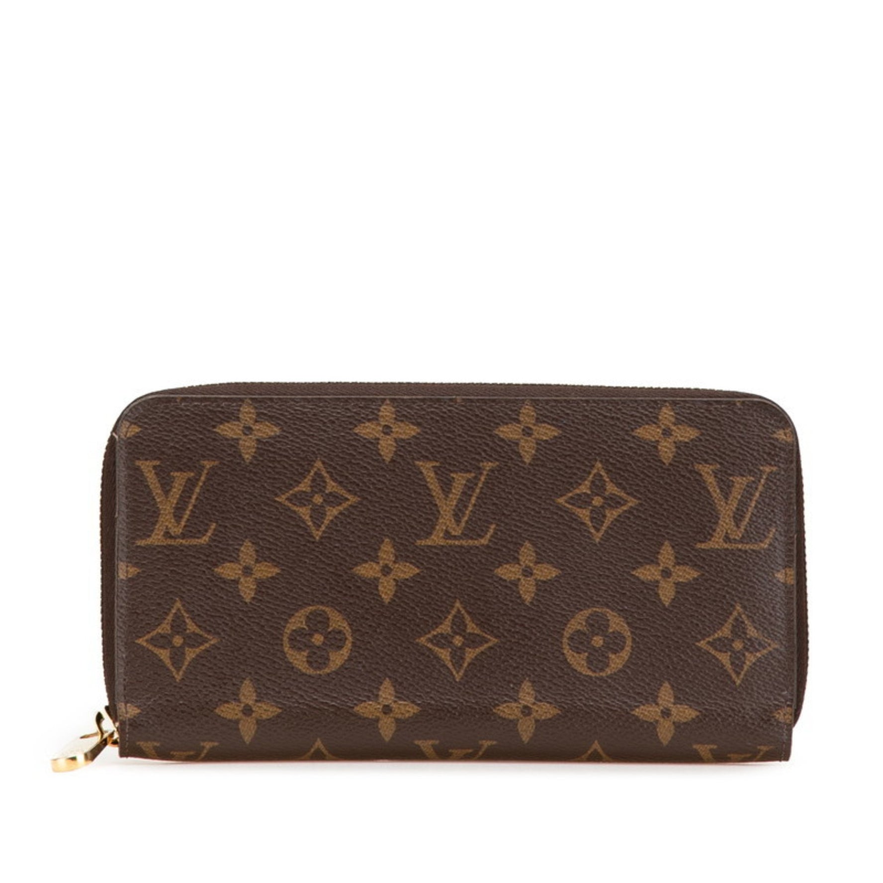 Louis Vuitton Monogram Zippy Wallet, Round Zipper Long Wallet Brown Fuchsia