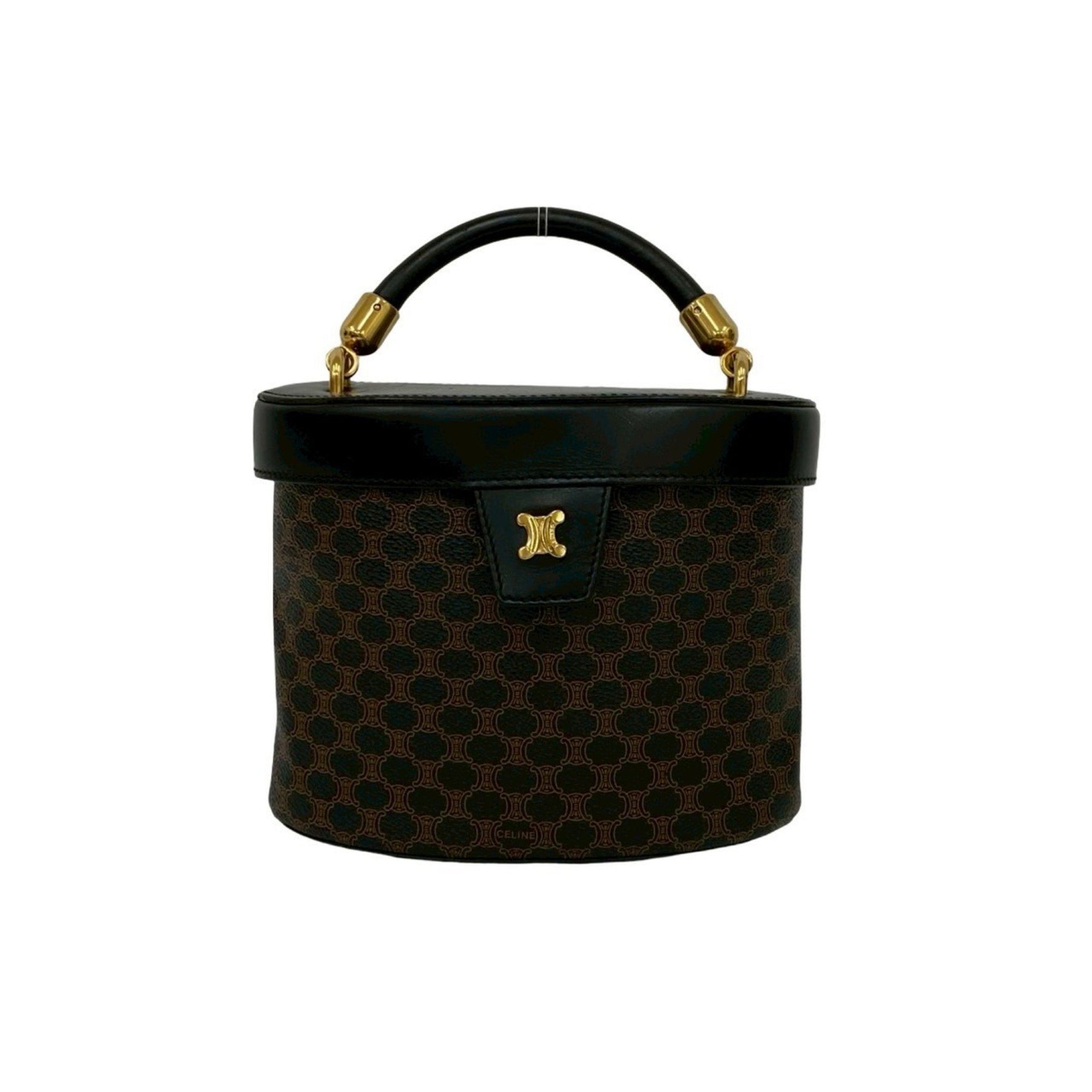 CELINE Macadam Blason with Triomphe logo and hardware, leather handbag vanity bag, black brown