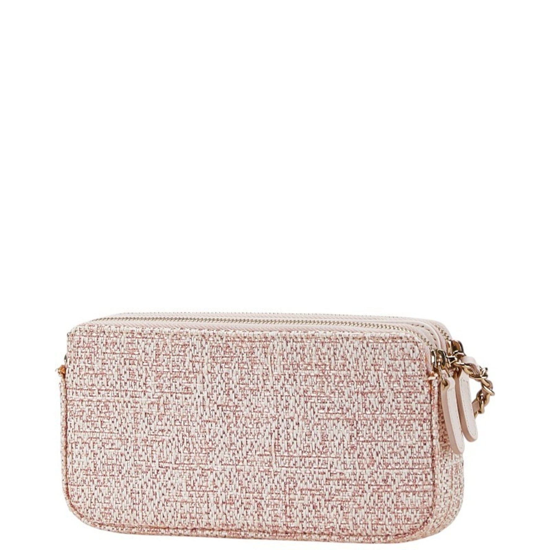 CHANEL Deauville Coco Mark Crossbody Chain Shoulder Bag Tweed Leather