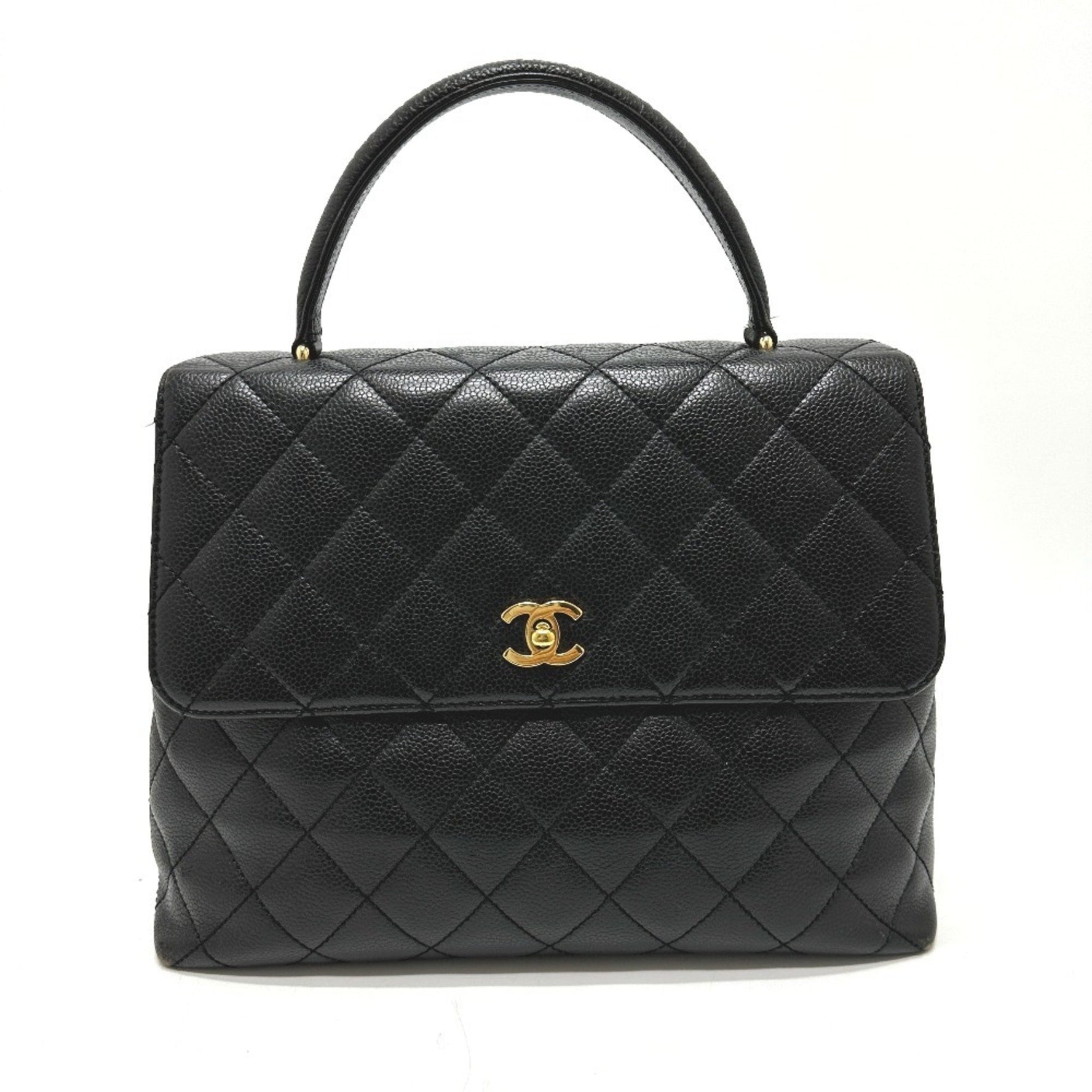 CHANEL Coco Mark Matelasse Tote Bag with Top Handles, Caviar Leather
