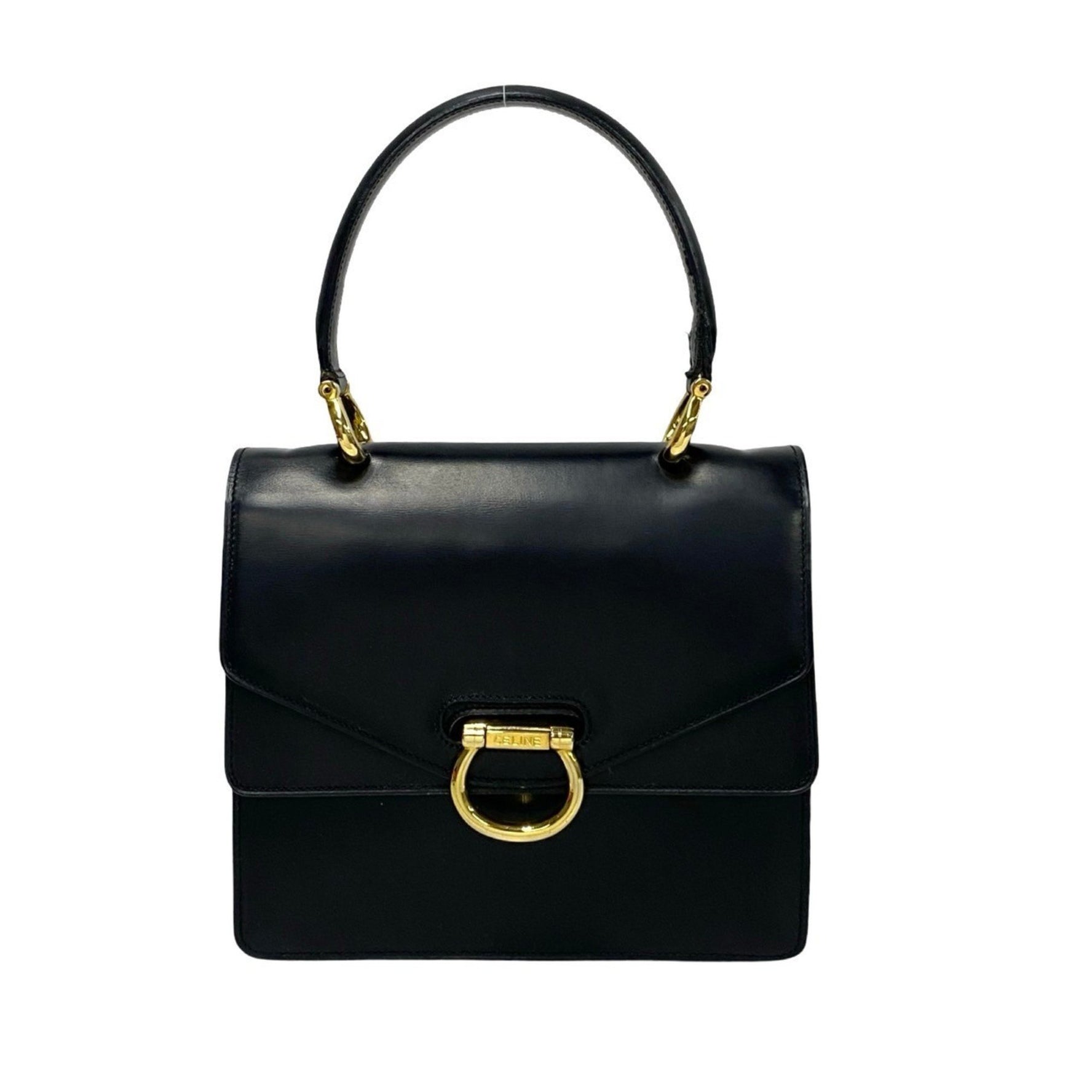 CELINE Vintage Gancini Hardware Calf Leather Handbag Mini Tote Bag