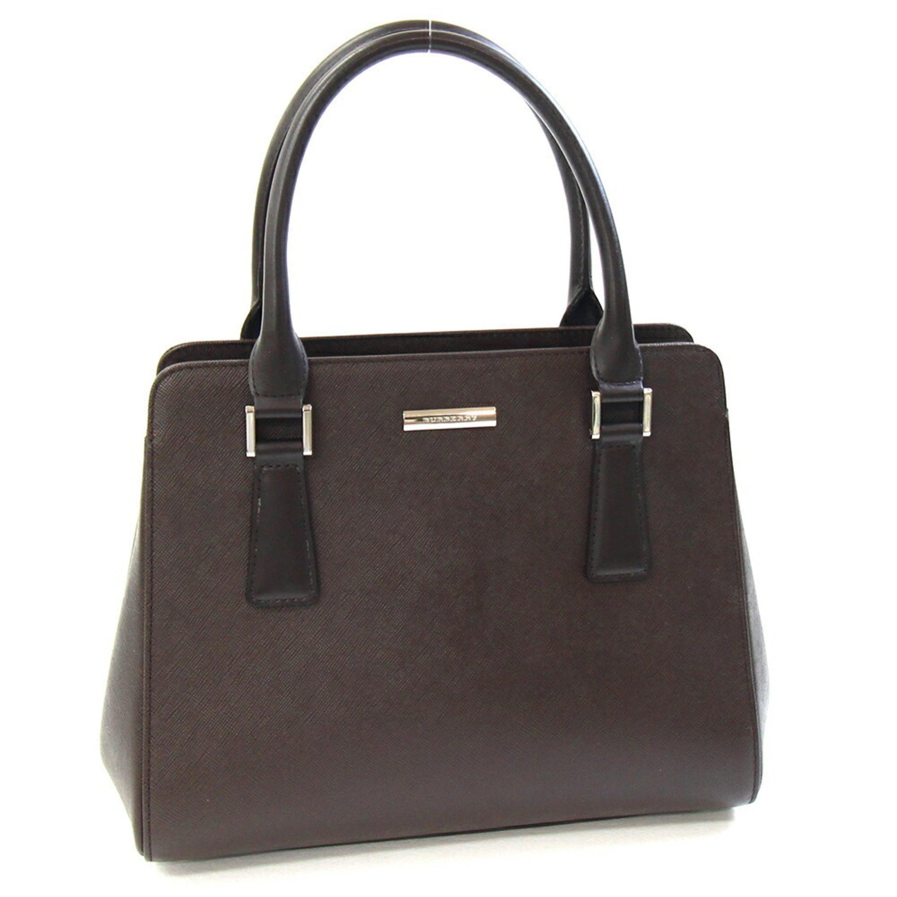 Burberry handbag in dark brown leather with Nova check pattern .