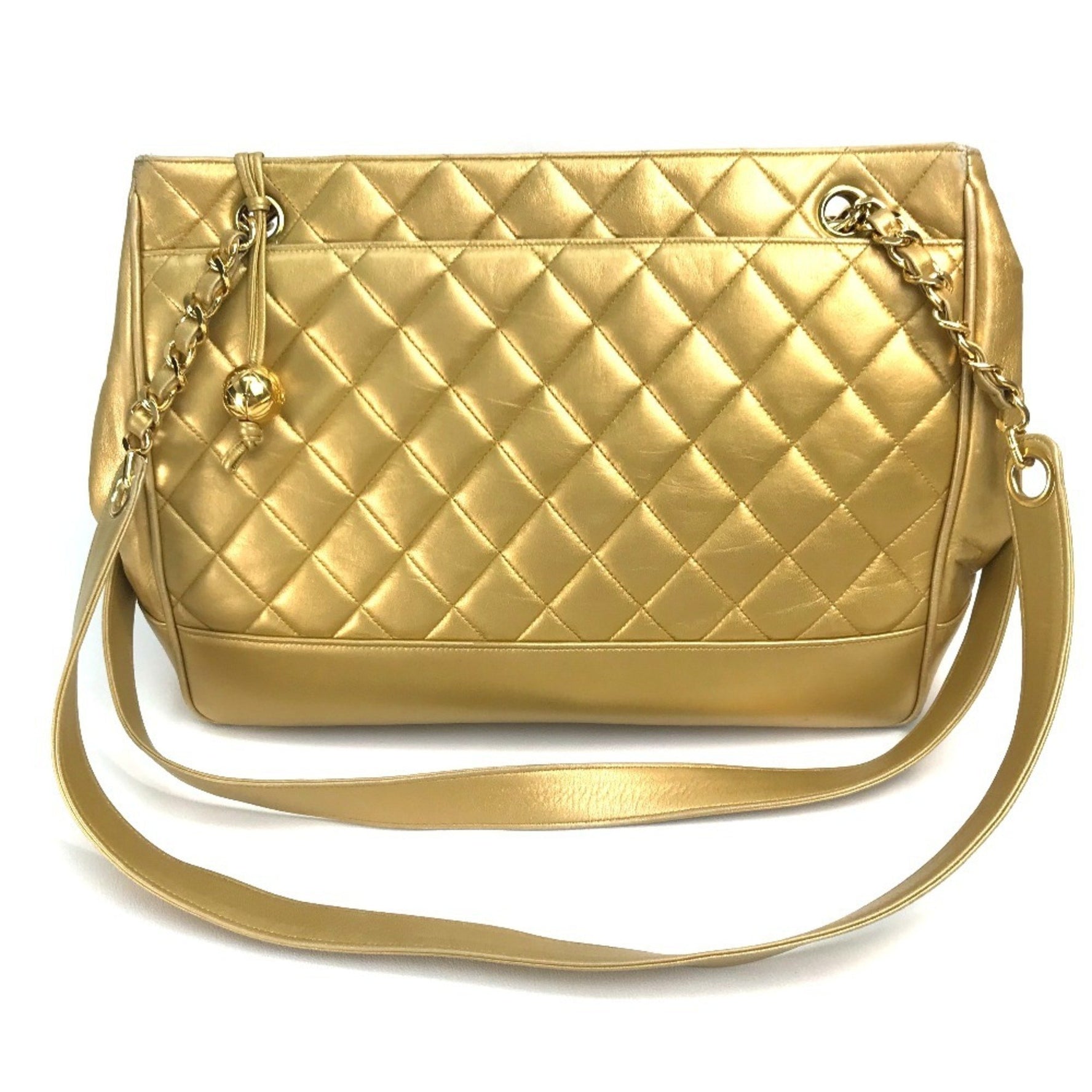 CHANEL Coco Ball Matelasse Chain Tote Shoulder Bag in Lambskin with Hardware