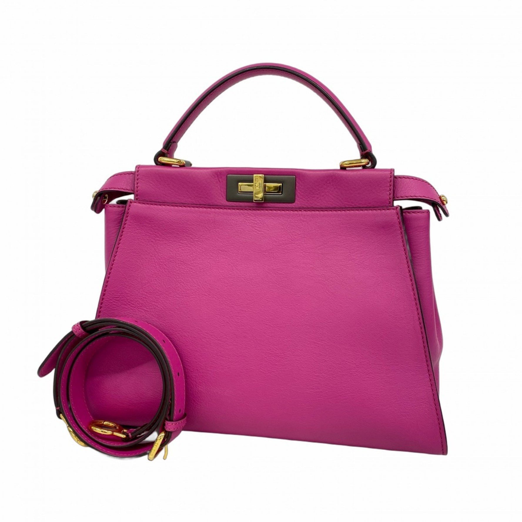 Fendi Peekaboo Leather Magenta Handbag, Bag