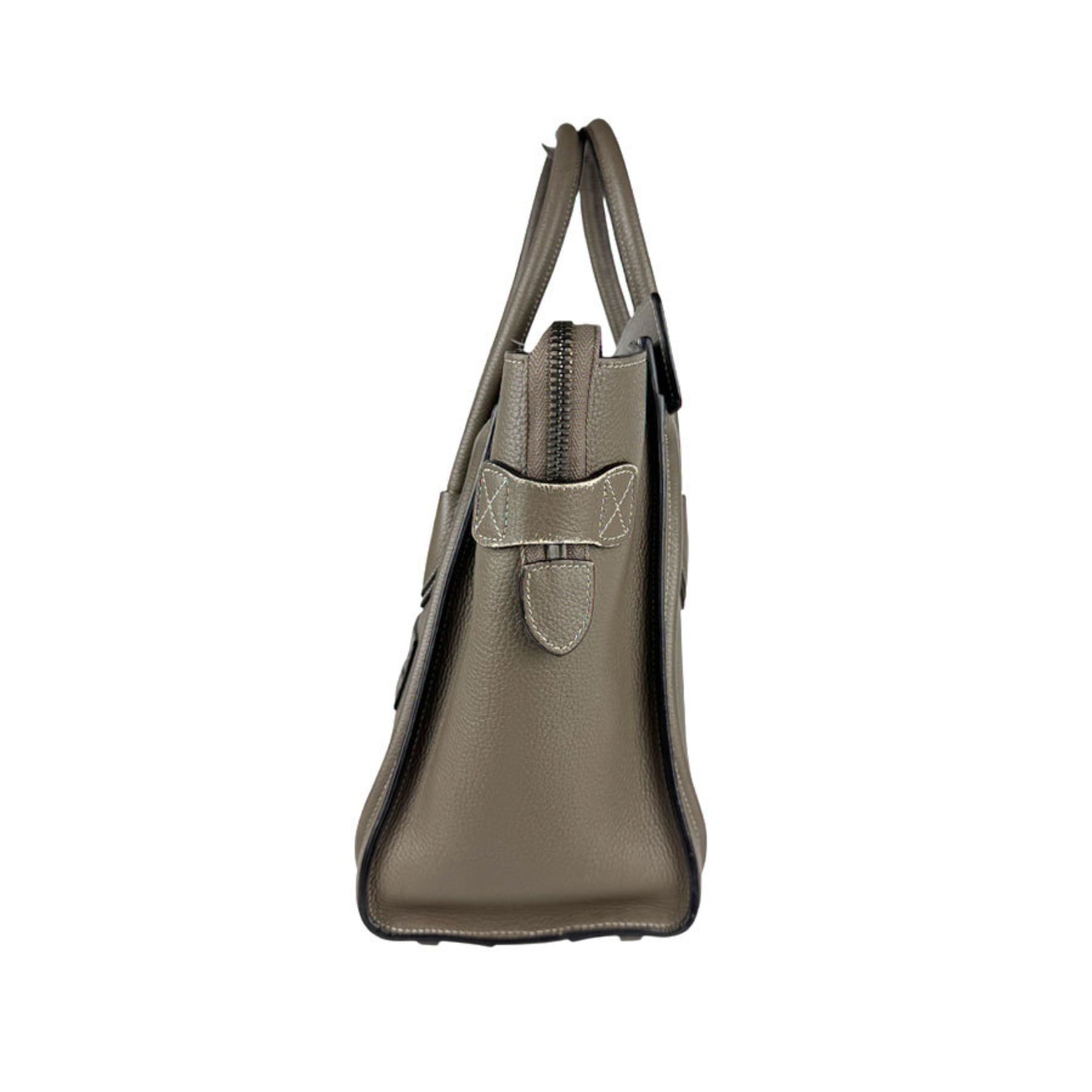 Celine Luggage Micro Shopper Handbag in Greige Leather