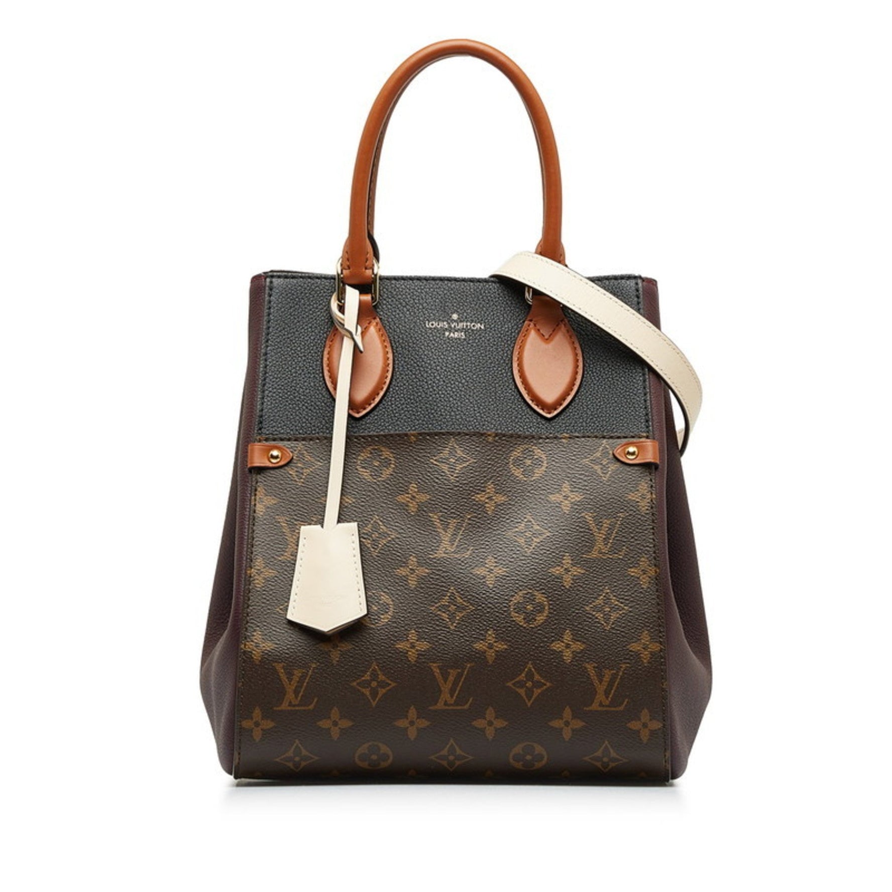 Louis Vuitton Monogram Fold Tote MM Handbag Shoulder Bag Wine Red PVC Leather Women's LOUIS VUITTON