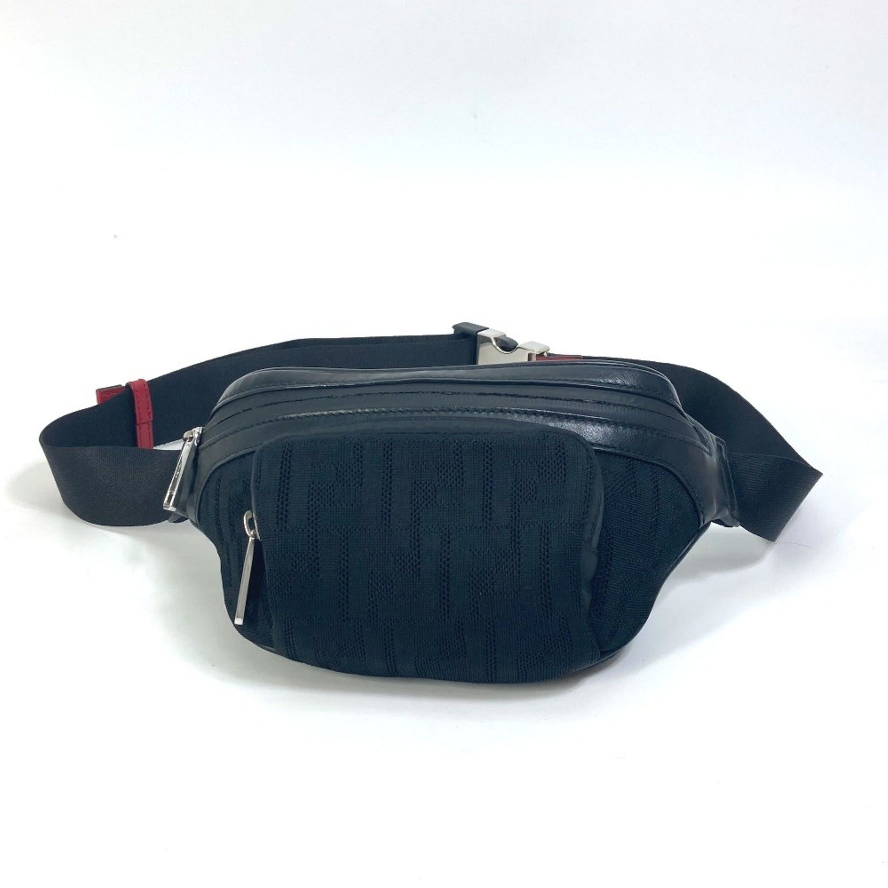 FENDI Zucca Crossbody Shoulder Bag in Polyamide/Leather, Black
