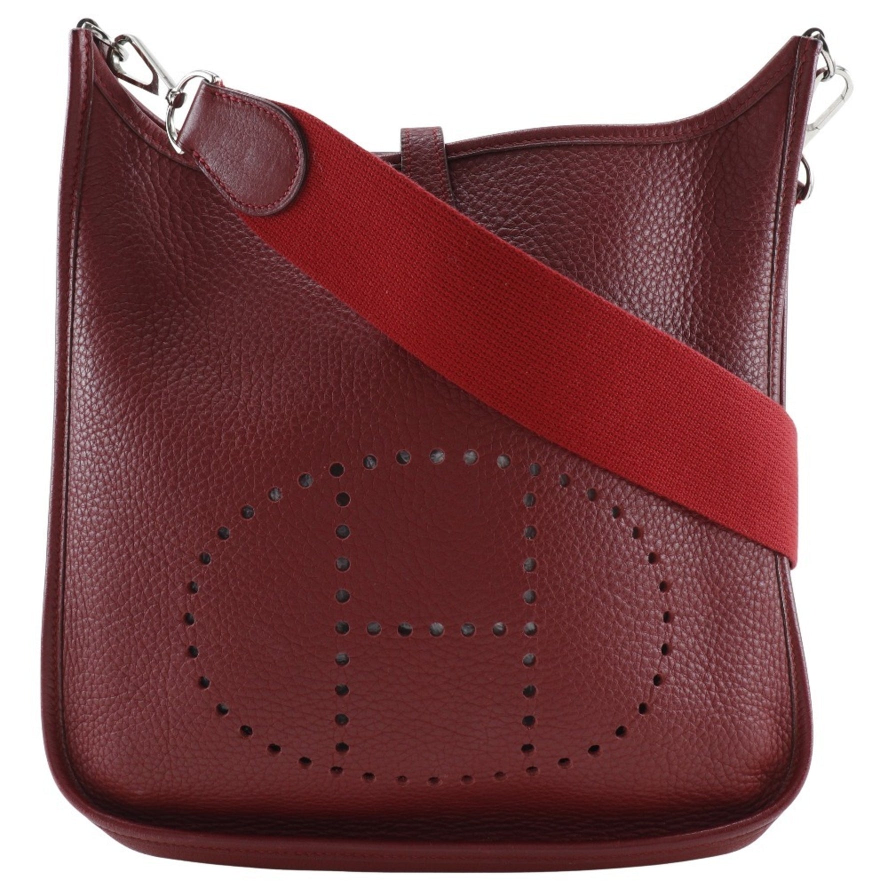 Hermes Evelyn Shoulder Bag Taurillon Clemence 2006 Red/□J Snap Button 2 PM