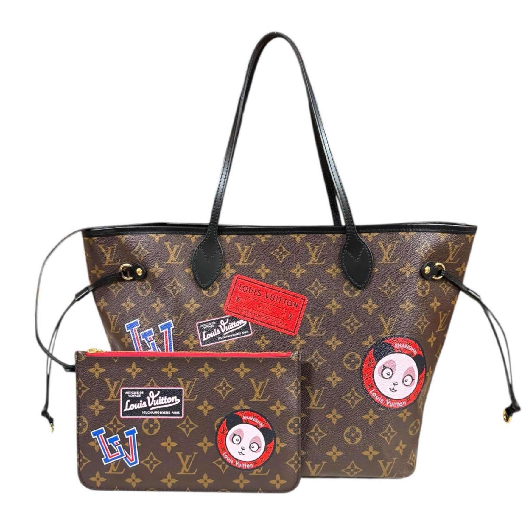 Louis Vuitton Neverfull MM My LV World Tour Monogram Tote Bag Canvas Brown LOUIS VUITTON