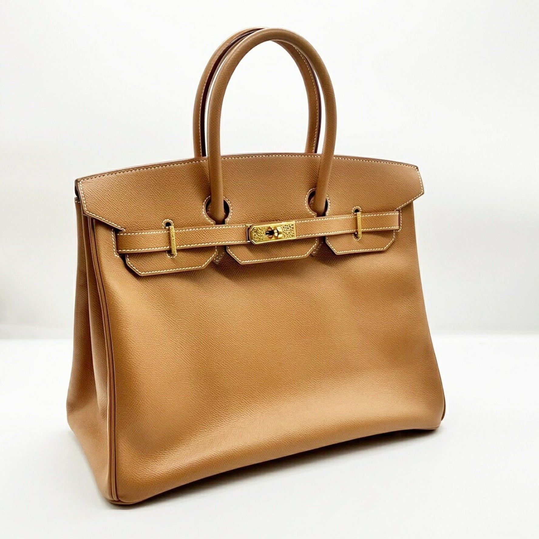 Hermes Hermès Birkin 35 Bag, D Stamp, Couchvel, Natural Brown, Women's