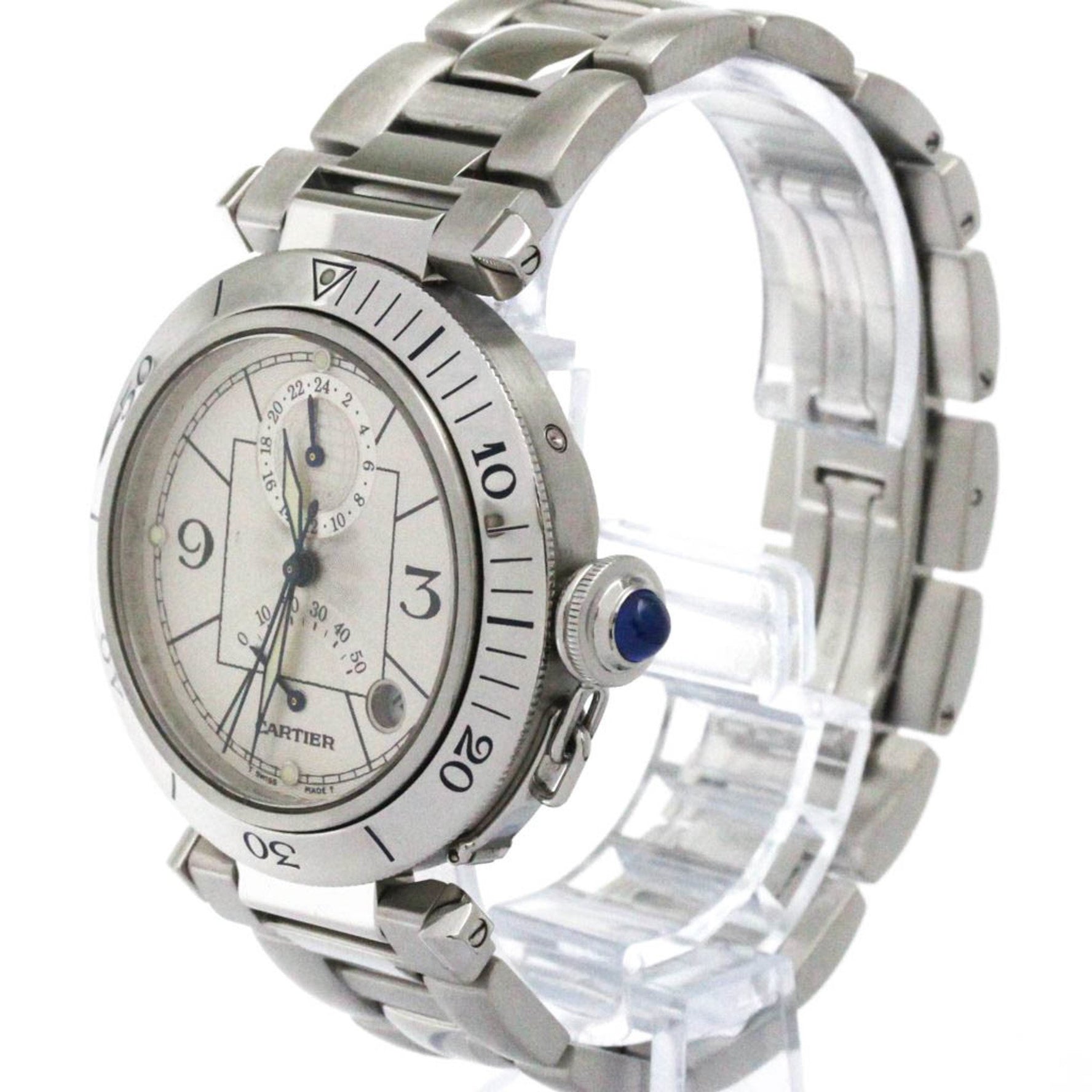 CARTIER Pasha 38 GMT Power Reserve Automatic Watch Polished