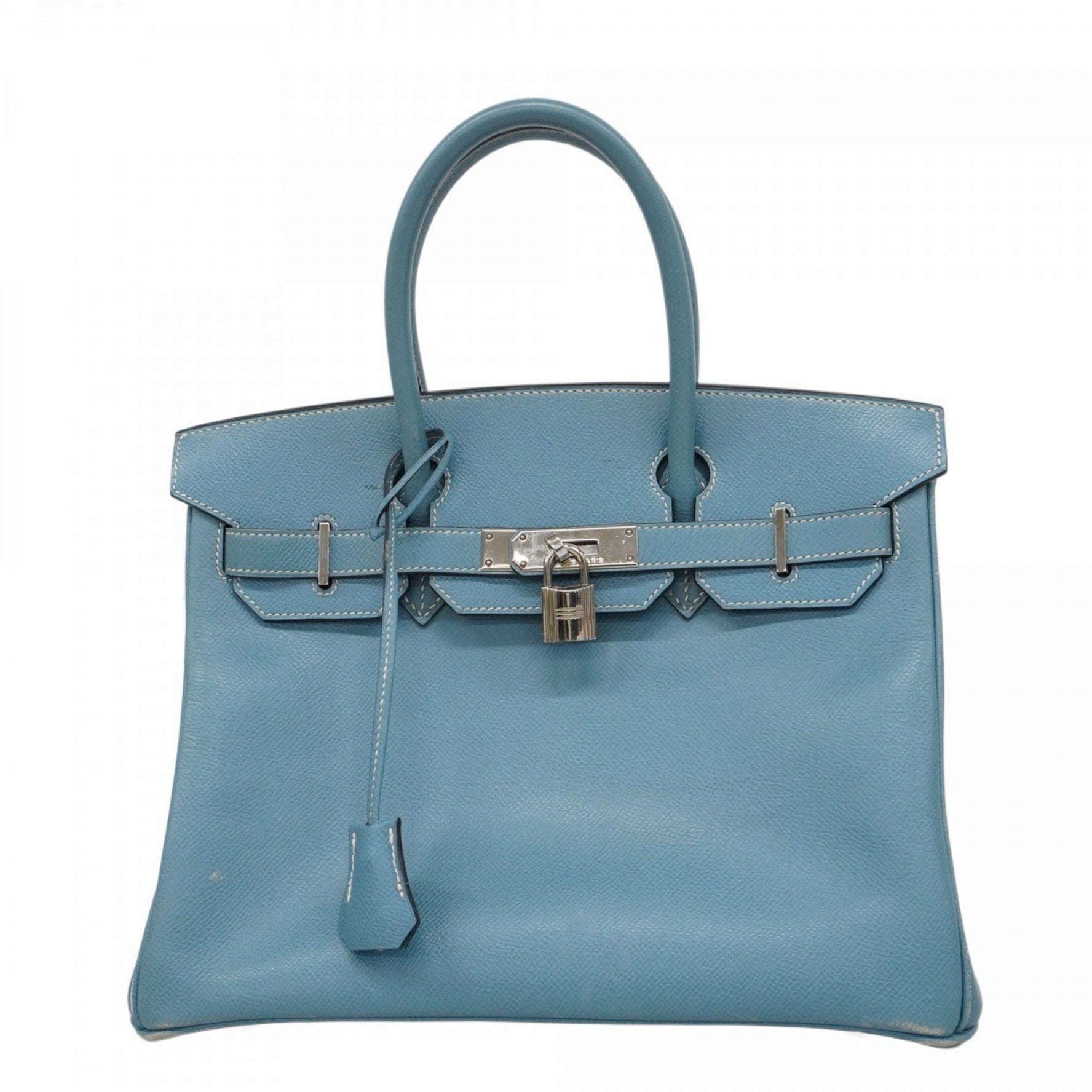 Hermes Hermès Birkin 30 Handbag in Epsom Leather, Blue Jean, H Stamp, Women's, P1155400