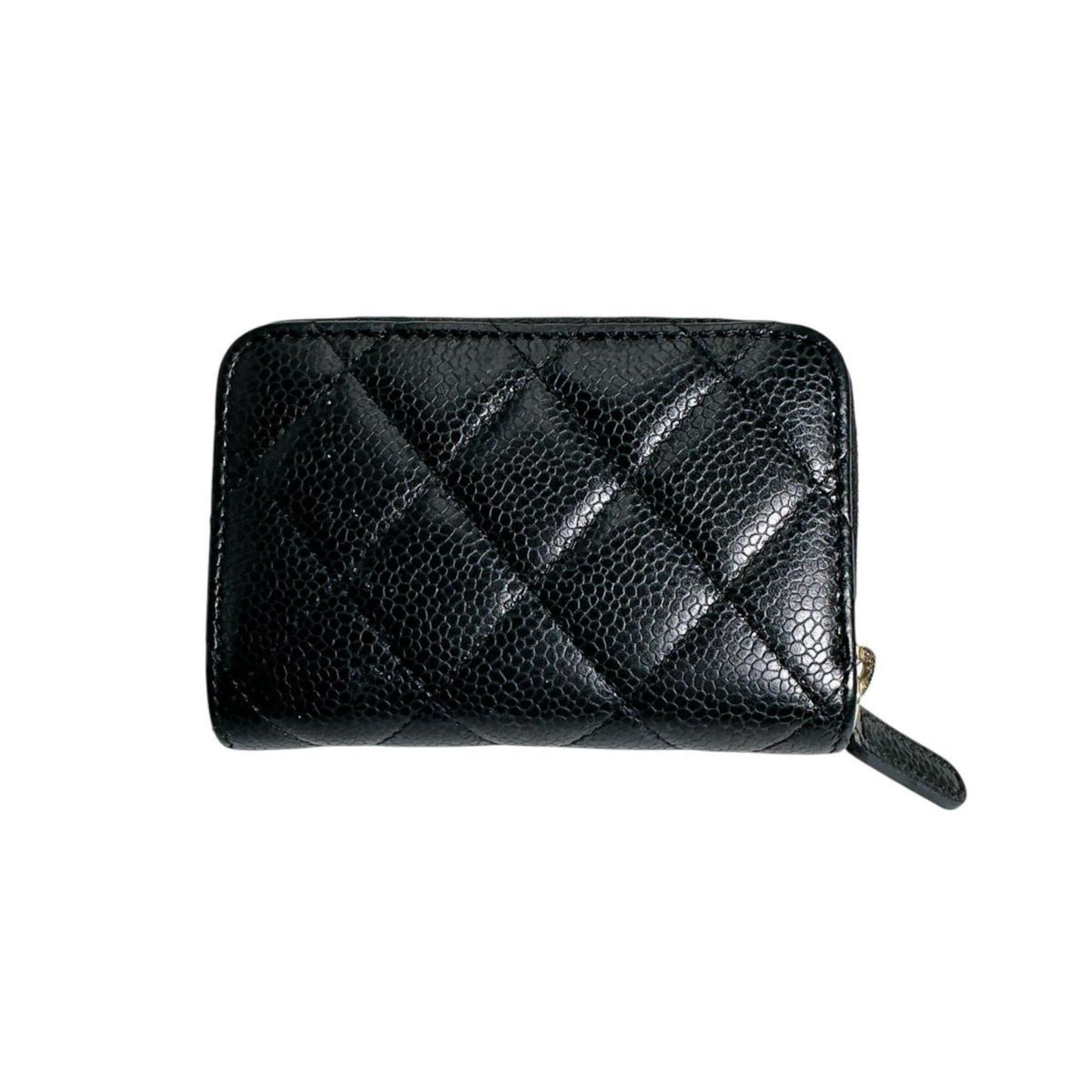 CHANEL Wallet/Coin Case Matelasse Matte Caviar Leather