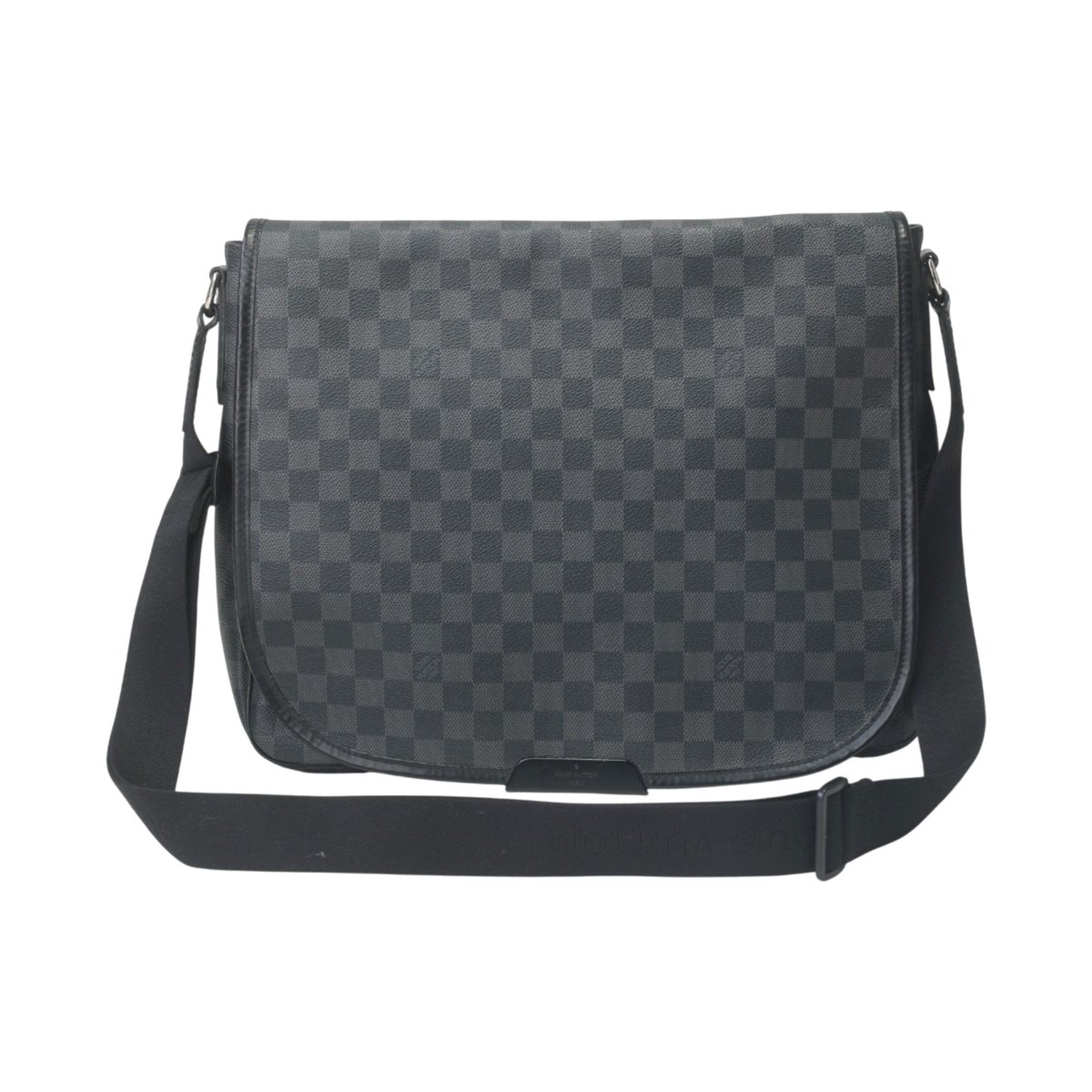 Louis Vuitton Damier Graphite Daniel GM Leather Shoulder Bag Black