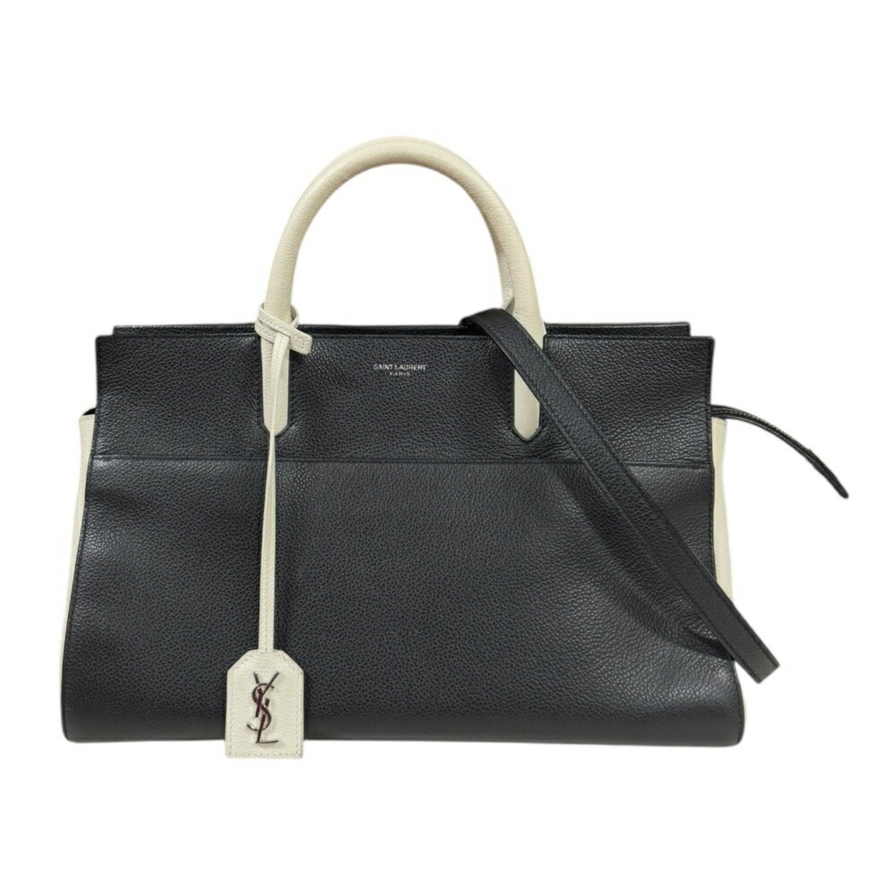 Saint Laurent Cabas Rive Gauche Shoulder Bag Leather Black Women's SAINT LAURENT