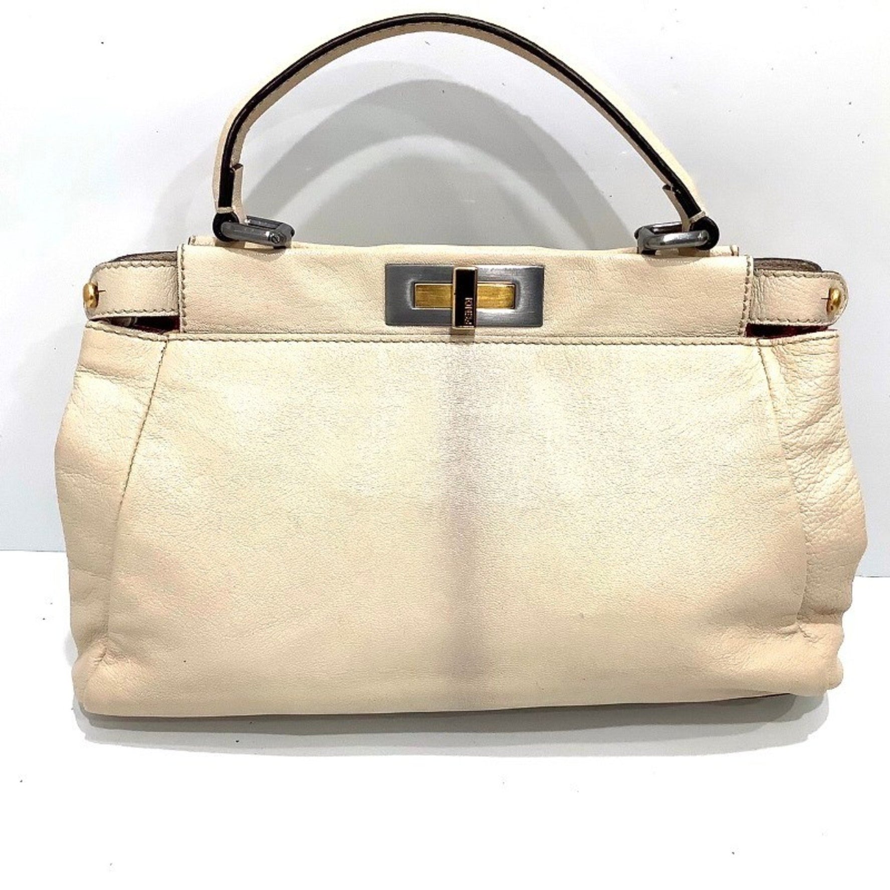 FENDI Peekaboo Bag Handbag White Ivory