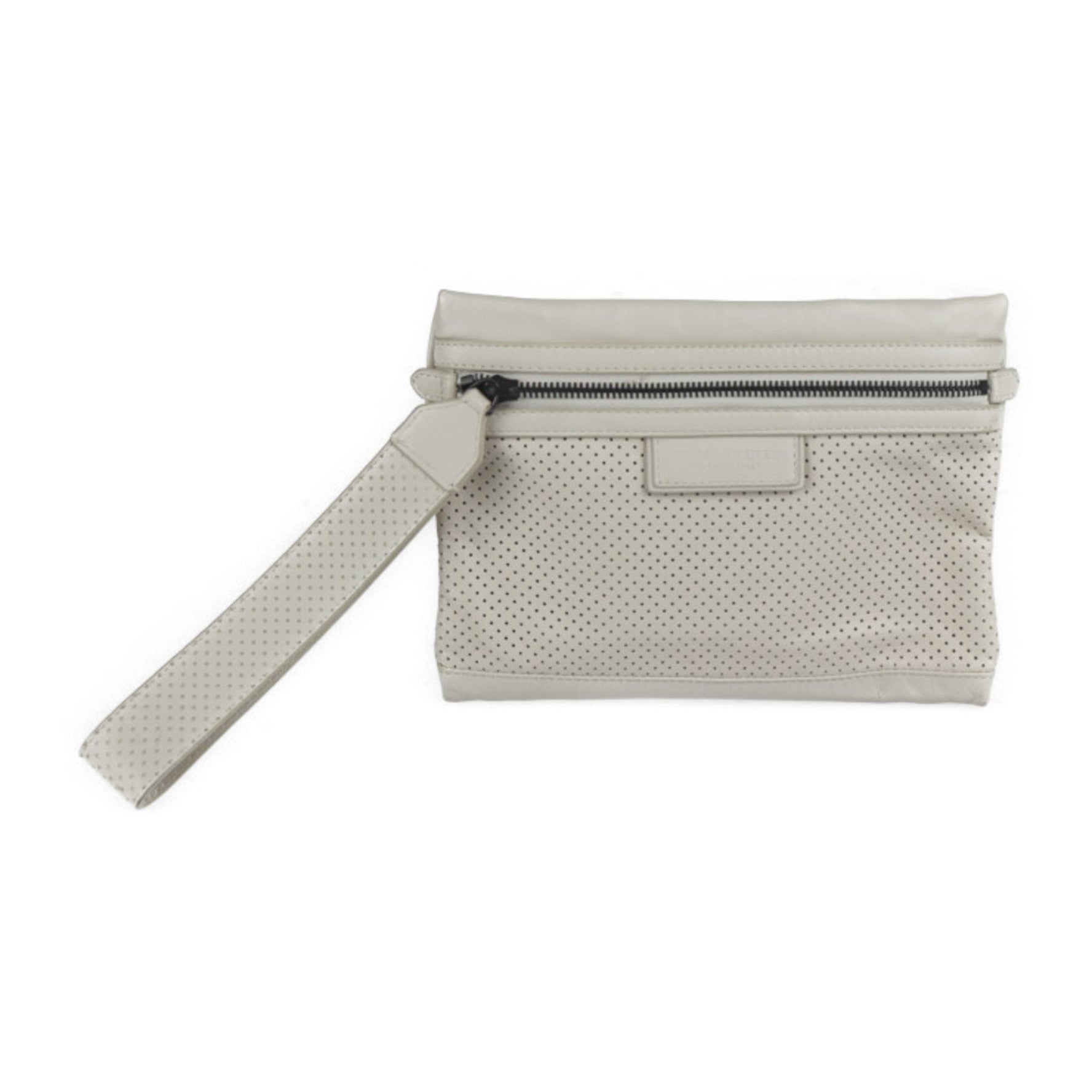 BOTTEGA VENETA Clutch Bag Leather Black Hardware Wristlet Second Pouch Punching