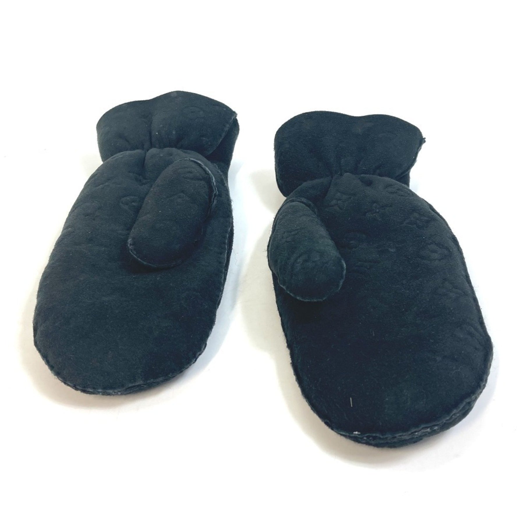 Louis Vuitton Monogram Muff Shirring Lamb Shearling Gloves Mittens Leather