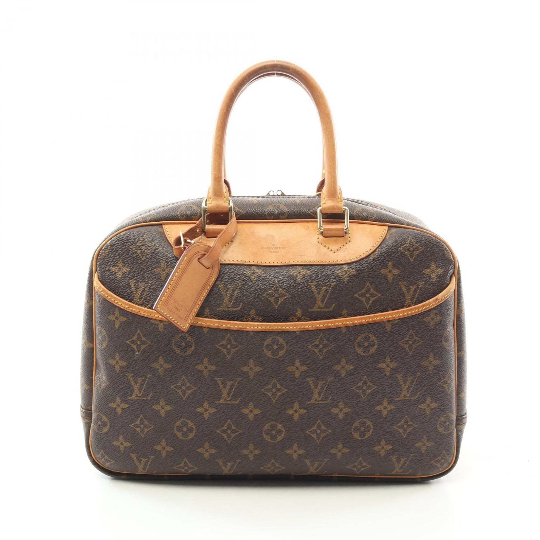 Louis Vuitton Deauville Bowling Vanity Handbag Coated Canvas Leather Monogram