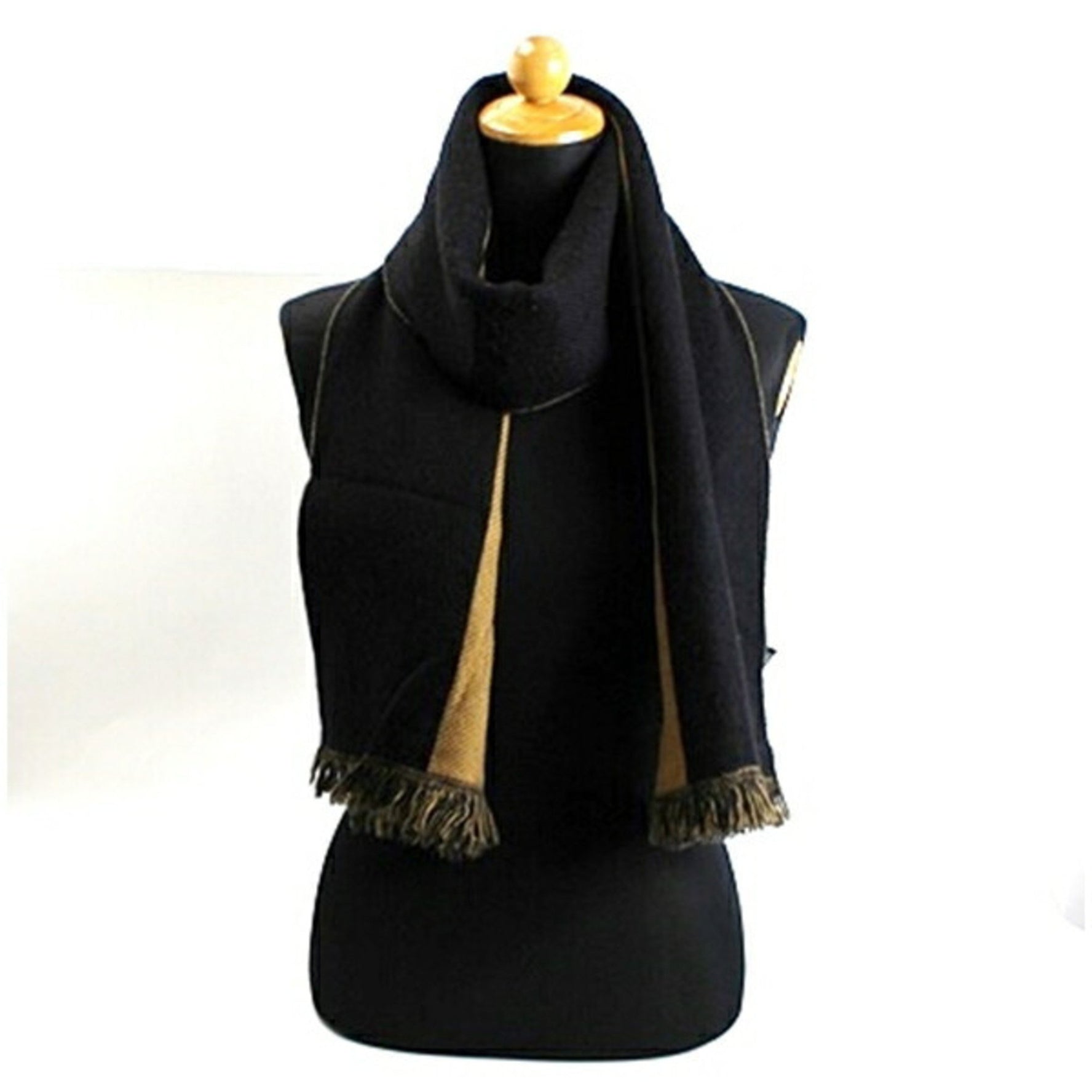 Gucci Wool Scarf Camel x Black 166 41 cm