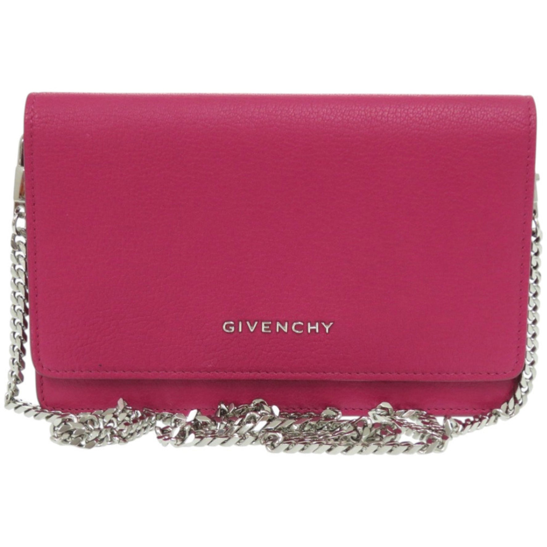 Balenciaga Pandora Chain Wallet Leather Magenta Long 1049