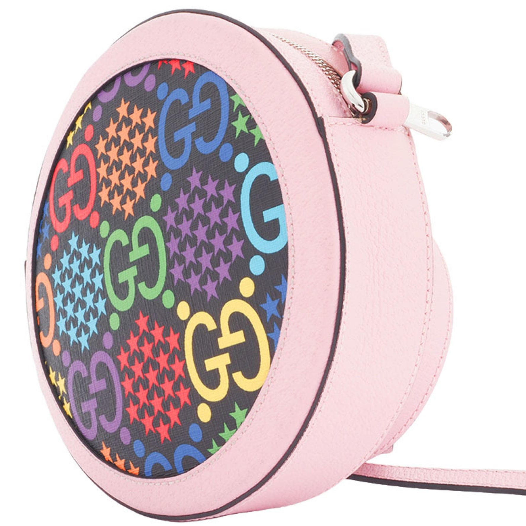 Gucci GG Psychedelic Circle Shoulder Bag Pink Multicolor PVC Leather Round