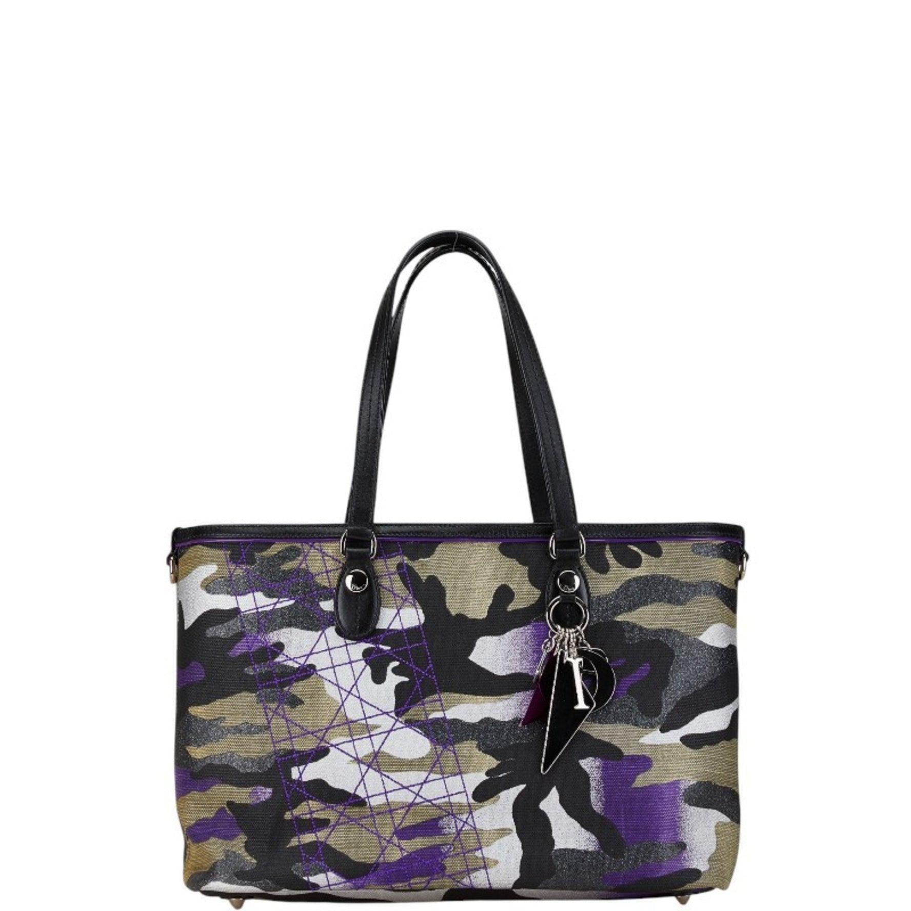 Christian Dior Dior Anselm Lyle Camouflage Tote Bag in Black, Purple, and Multicolor Canvas Leather.