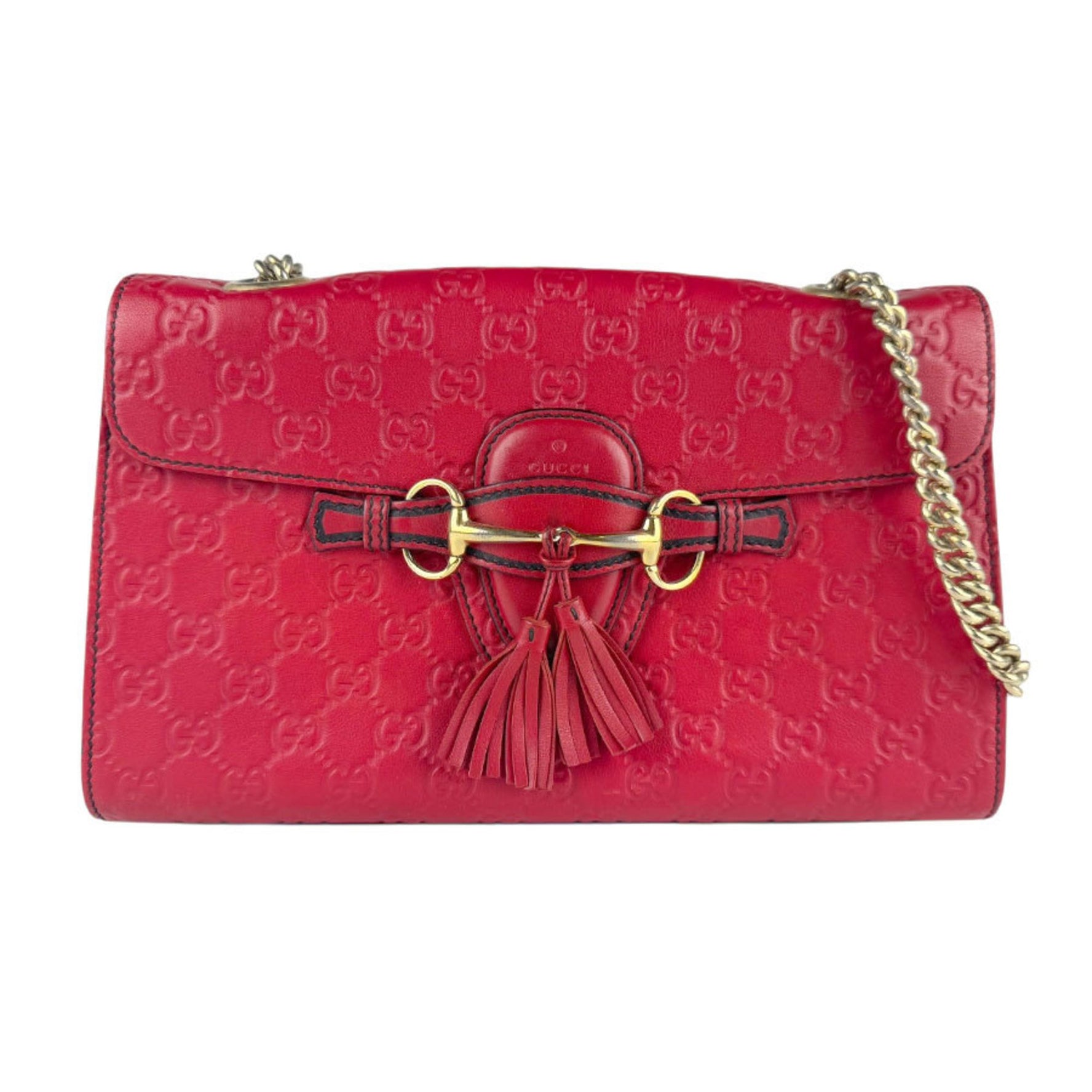 Gucci Emily Leather Shoulder Bag, Red
