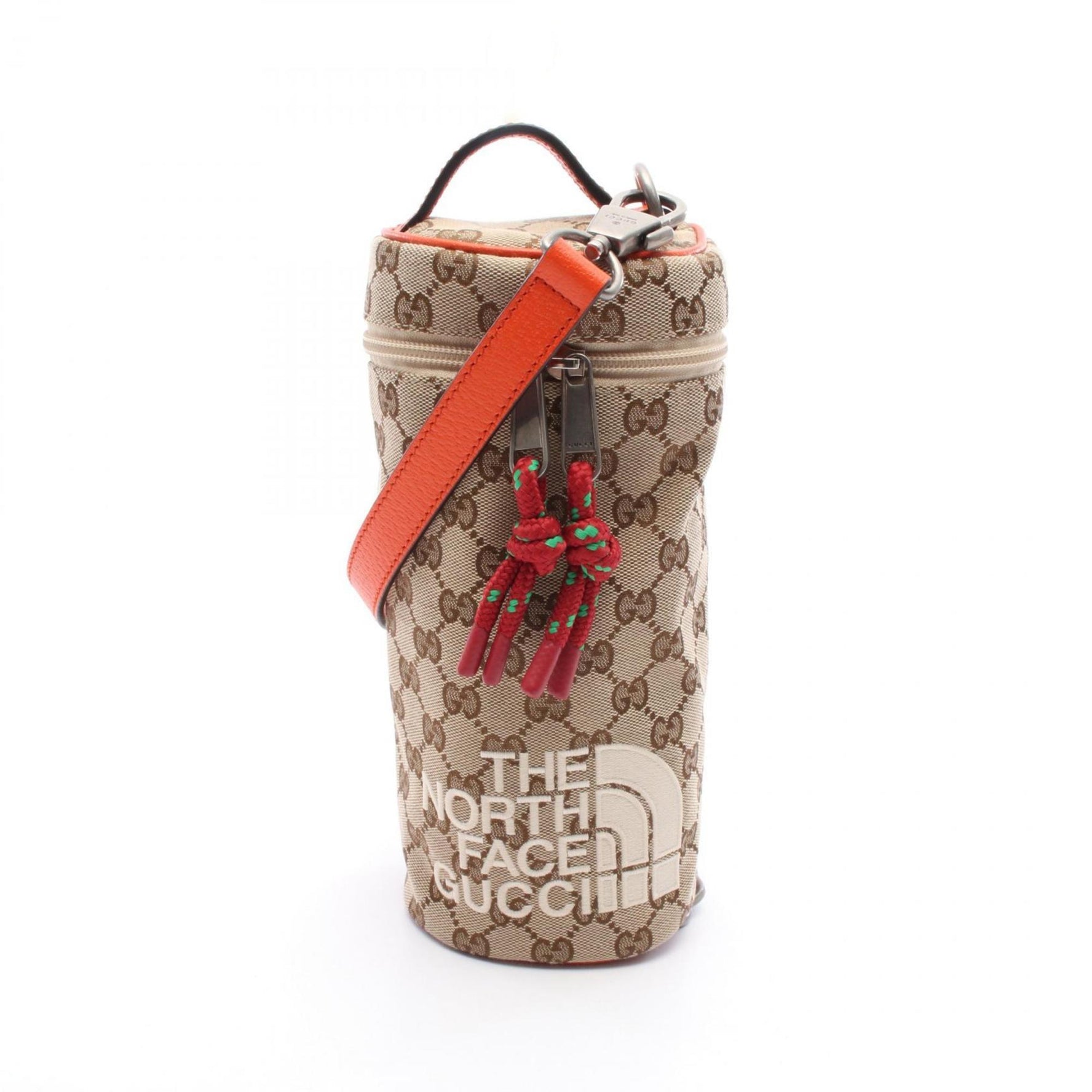 Gucci x The North Face GG Canvas Handbag, and Leather, Beige, Brown, Orange