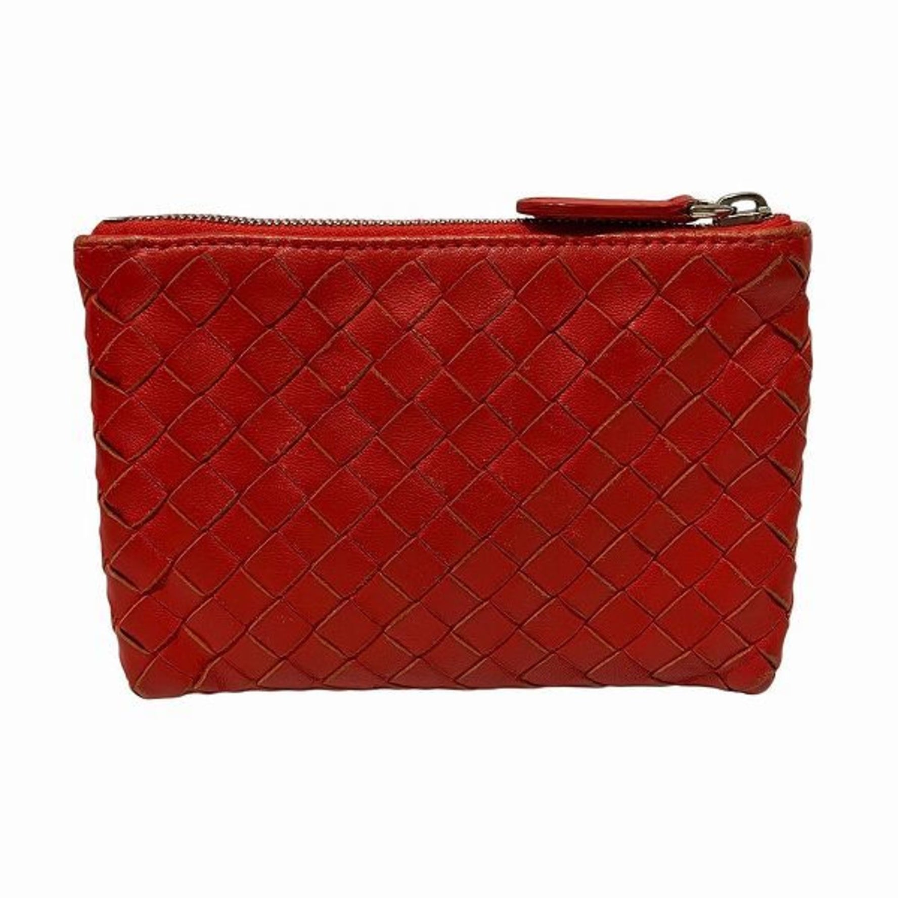 Bottega Veneta Intrecciato Red Wallet/Coin Case