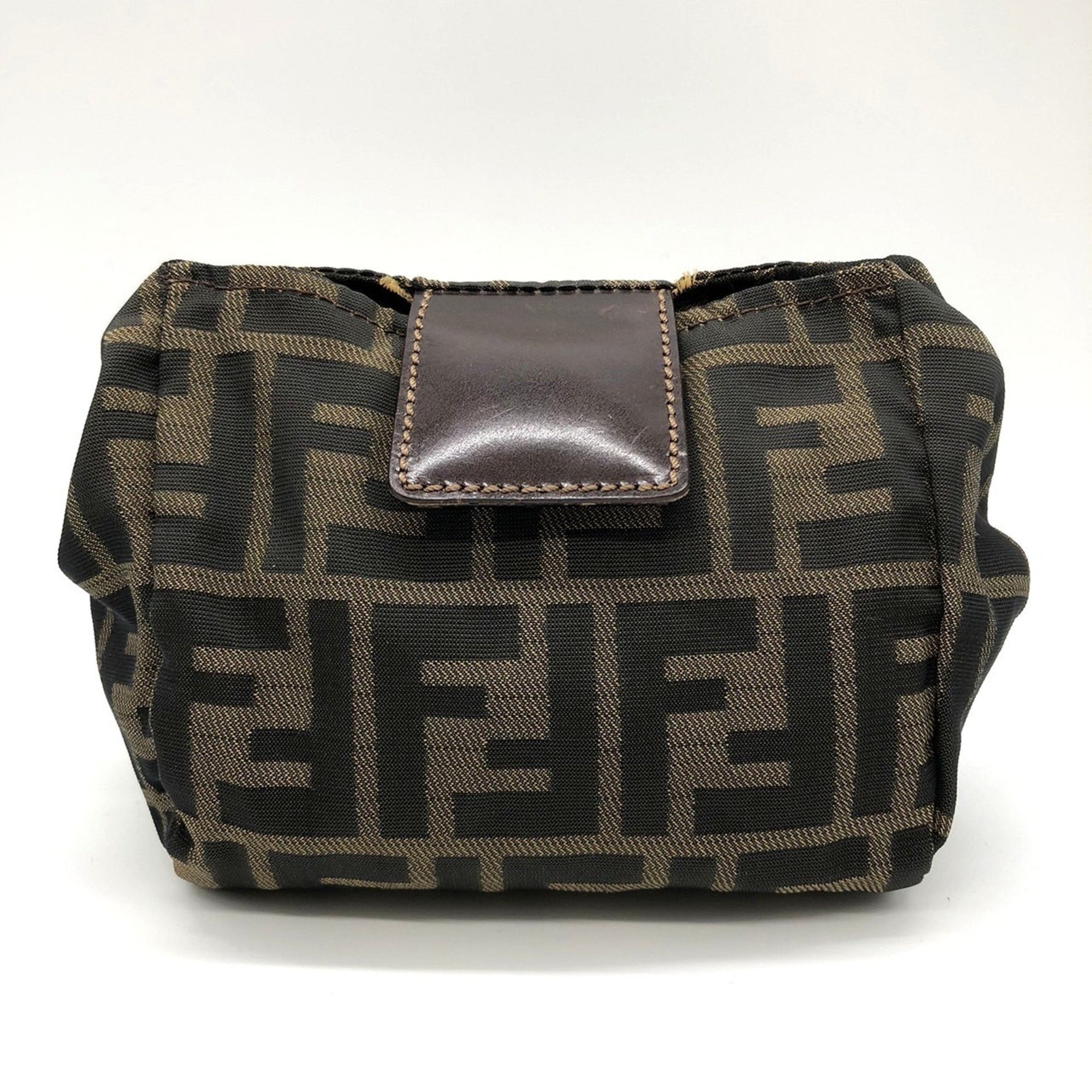 FENDI 2241-26539-098 Pouch Brown Nylon Leather Men's