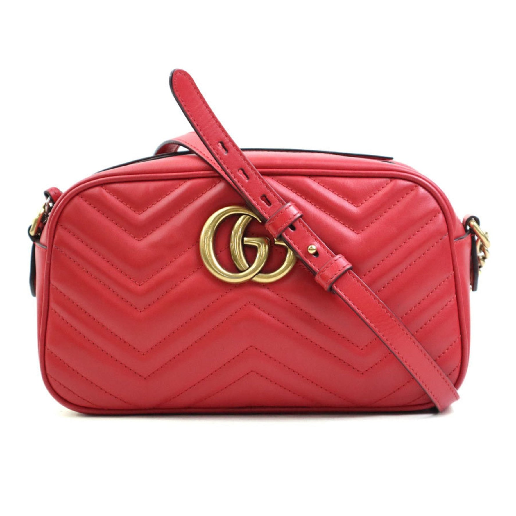 Gucci GG Marmont Shoulder Bag in Leather, Metal, and Red Gold