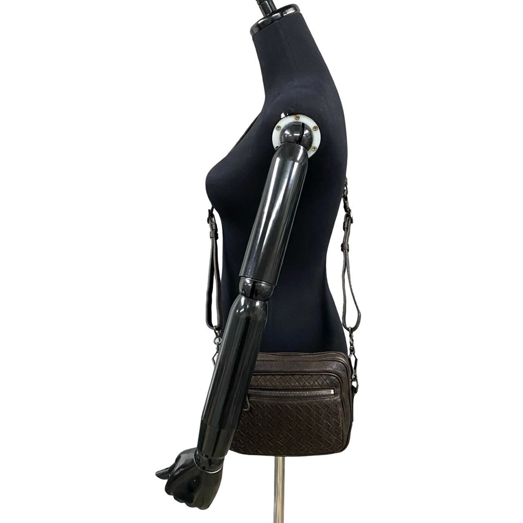 BOTTEGA VENETA Intrecciato Leather Mini Shoulder Bag/Pochette in Dark