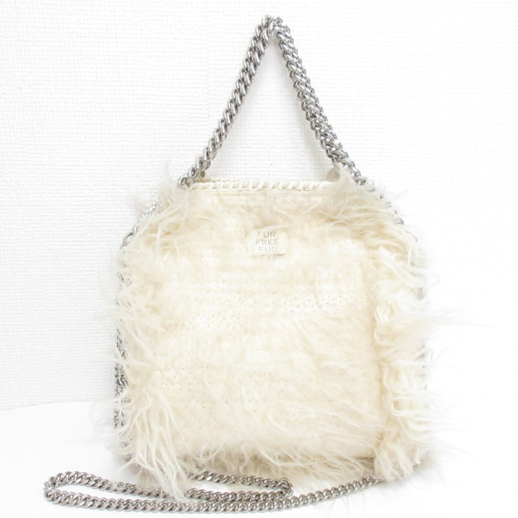 Stella McCartney FUR FREE Falabella Eco Fur Shoulder Bag White Beige