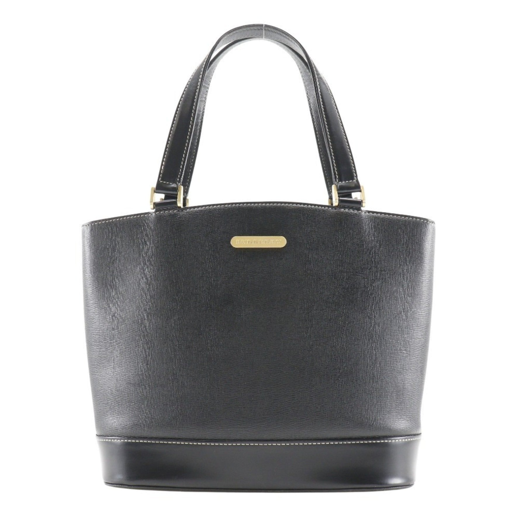 Burberry BURBERRY Plate Handbag Shadow Horse Tote Bag Calf Black A5 With Logo Women's