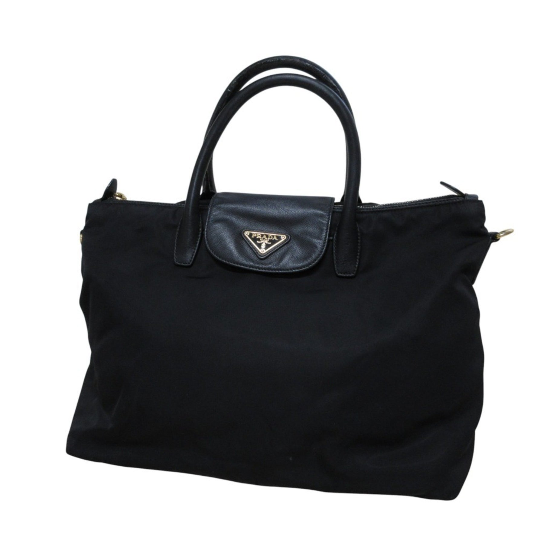 PRADA Nylon and Leather Handbag