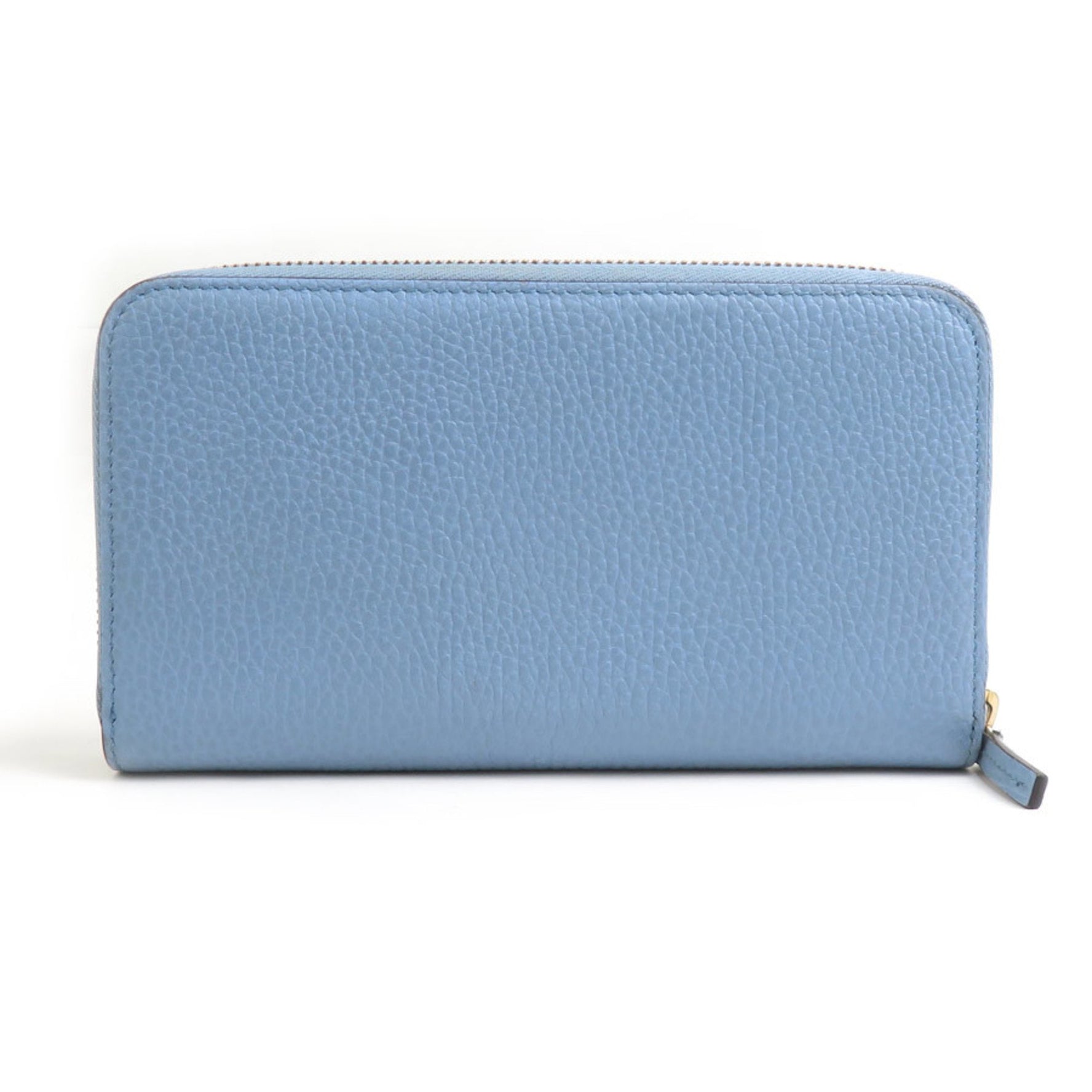 Gucci round long wallet in light blue leather, men's and