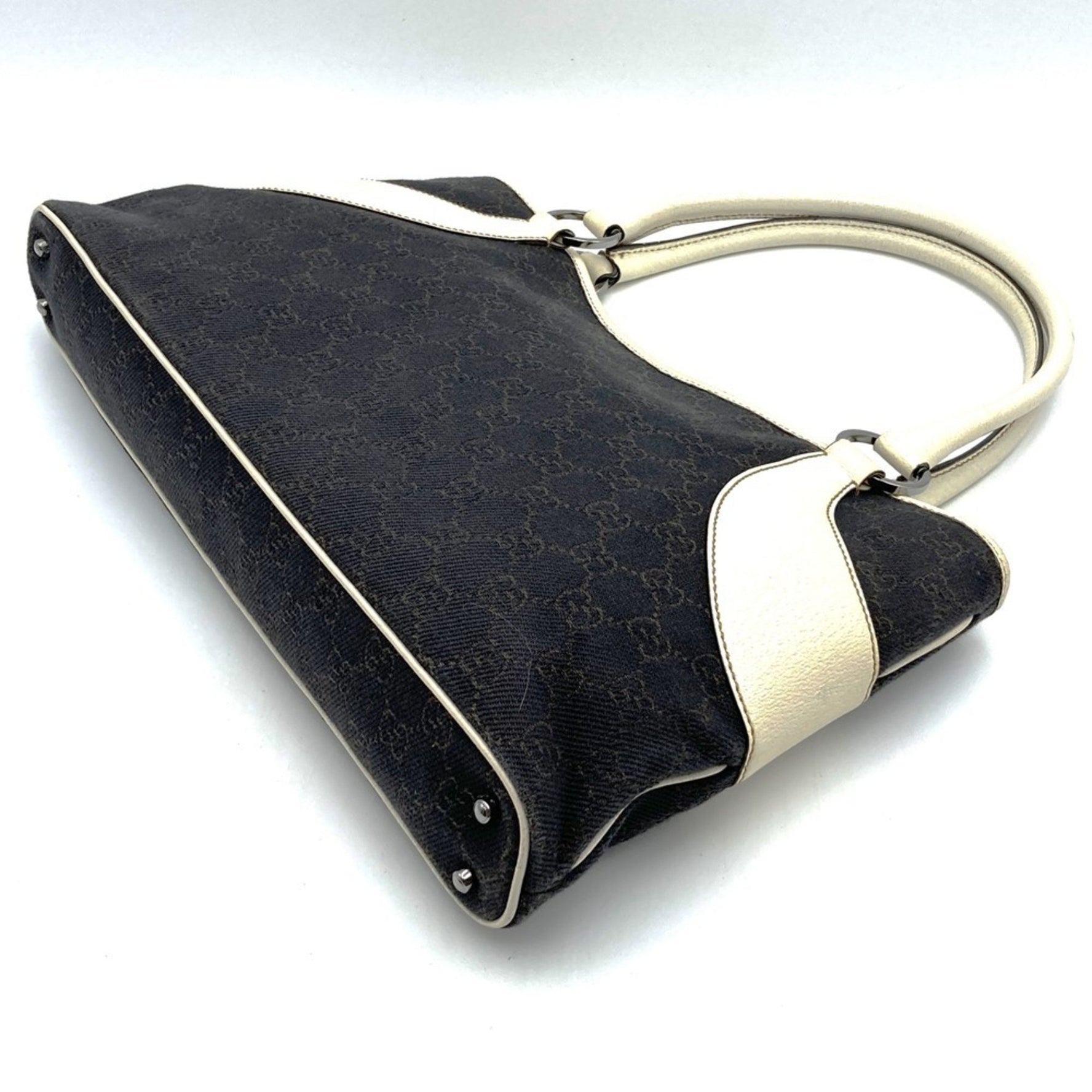 GUCCI 001013 GG Canvas Tote Bag Handbag Leather Women's