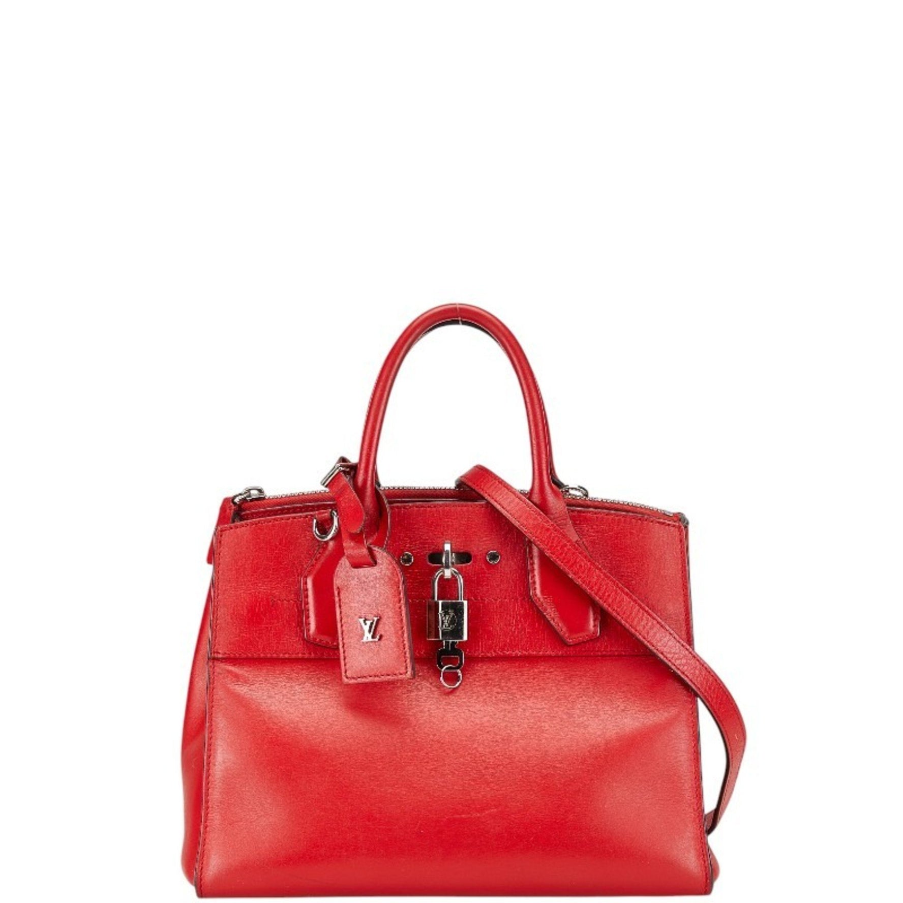 Louis Vuitton City Steamer PM Handbag Shoulder Bag Rouge Red Leather