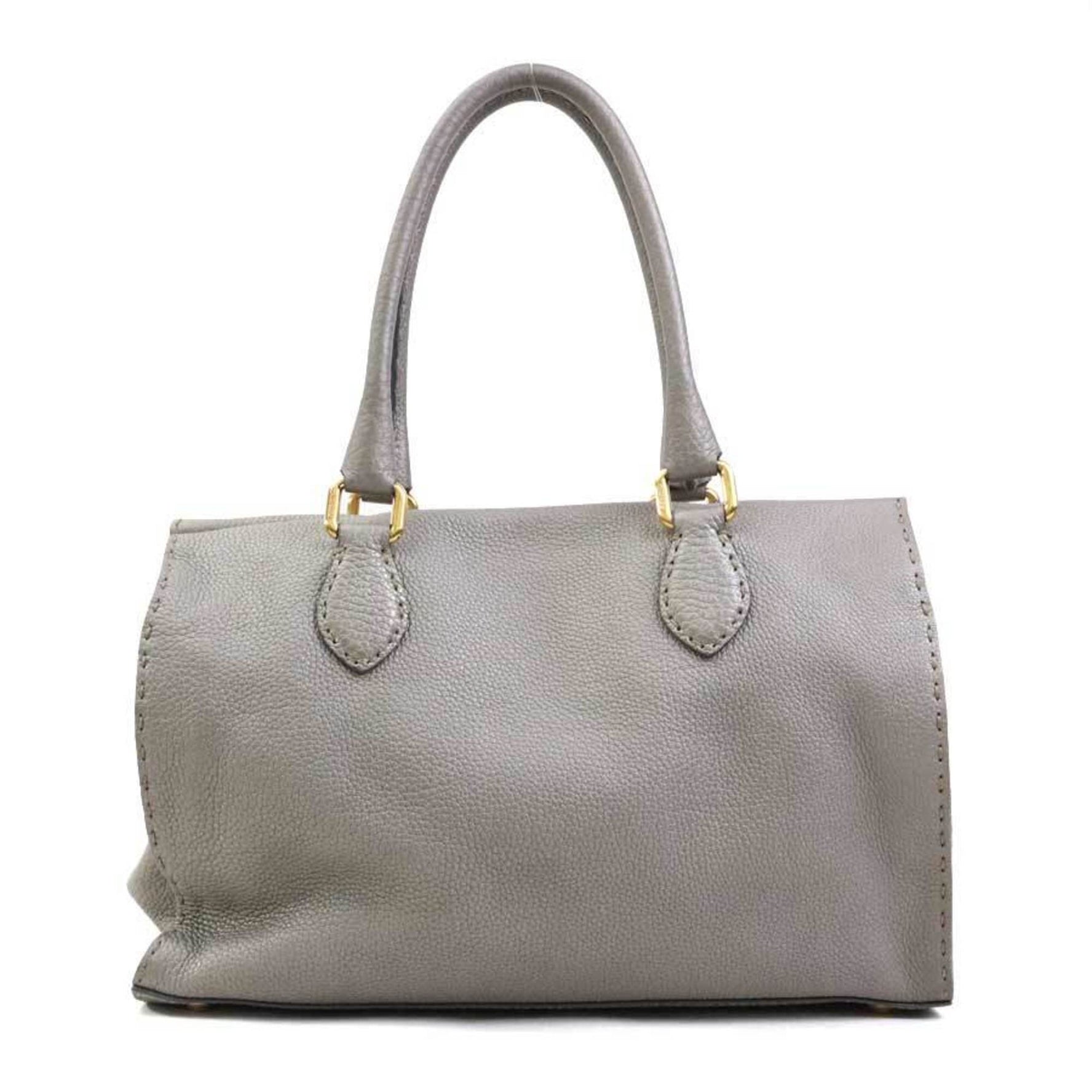 FENDI handbag Selleria leather grey gold ladies DHX