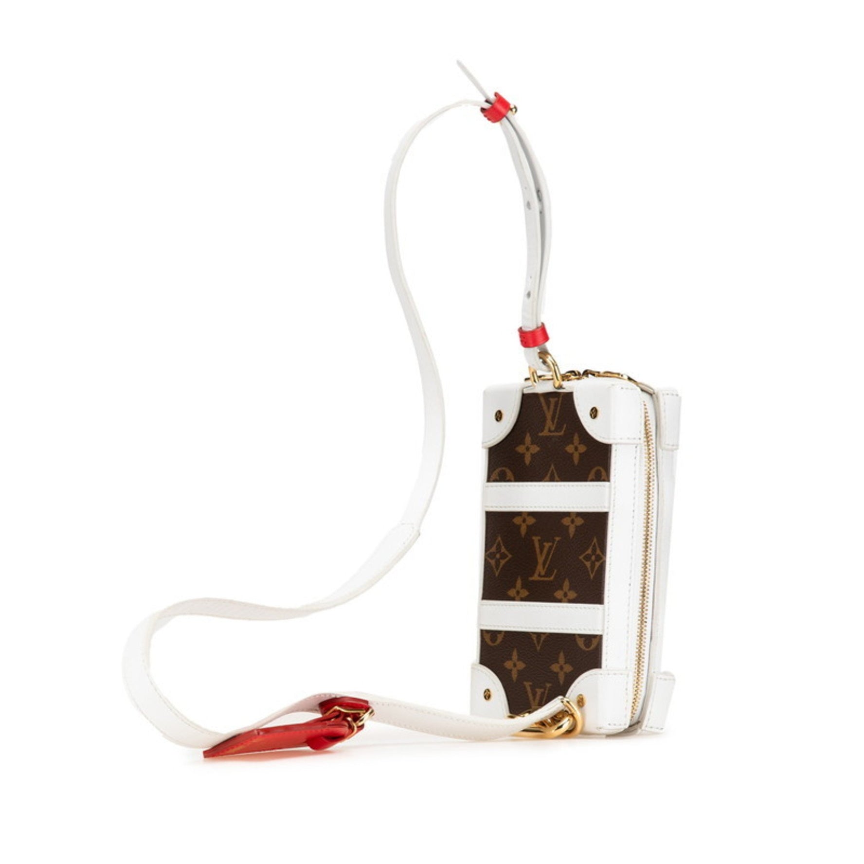 Louis Vuitton x NBA Monogram Soft Trunk Phone Box Crossbody Shoulder Bag Body White Brown PVC Leather