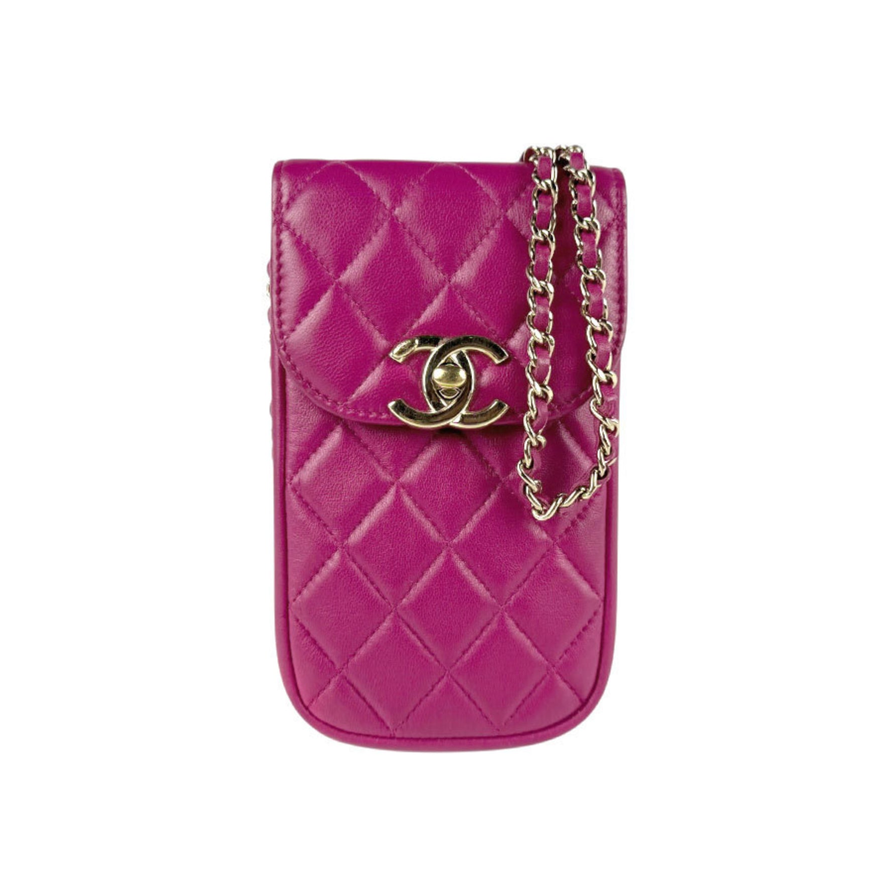 CHANEL Shoulder Bag Smartphone Pouch Matelasse Leather Gold