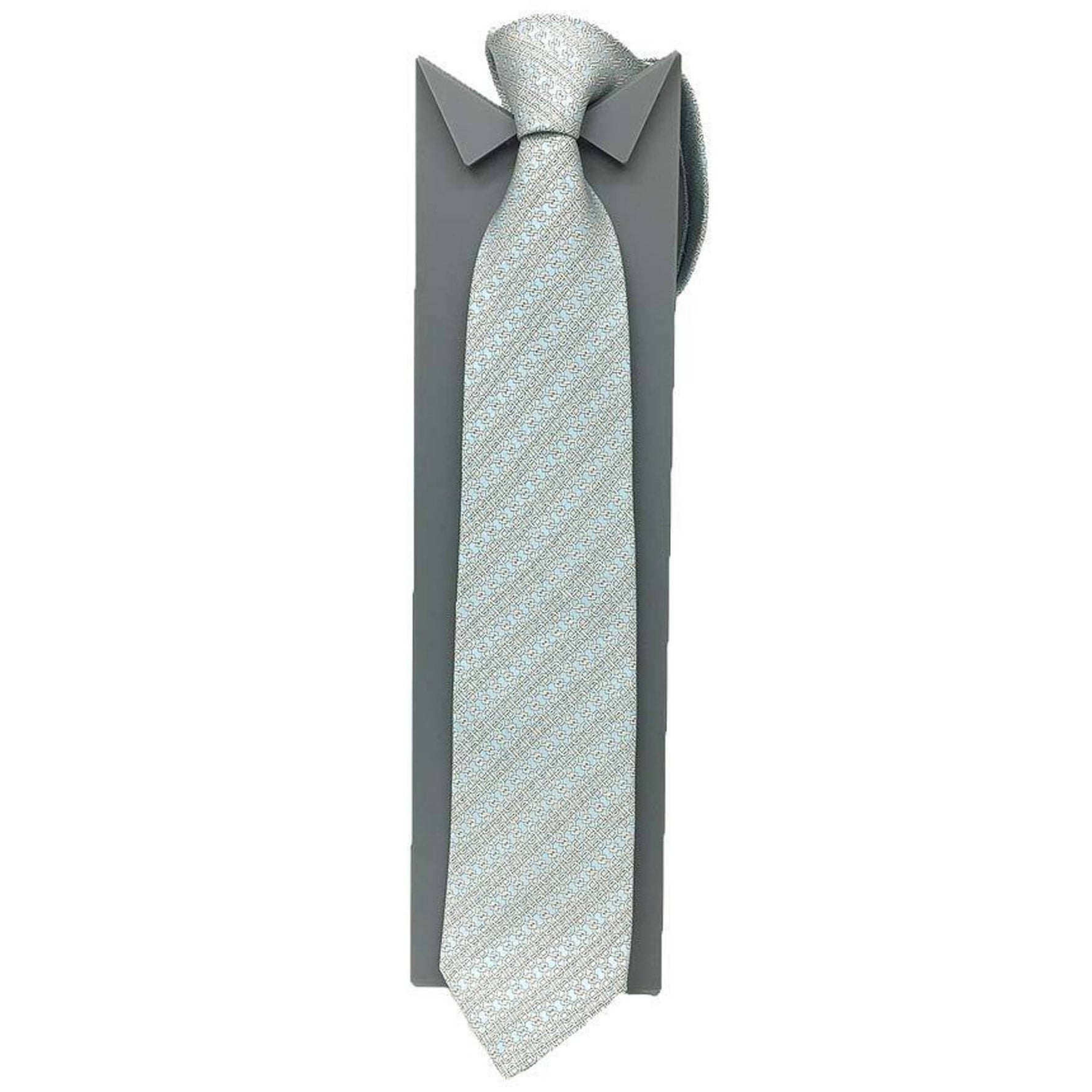 Hermes HERMES tie PELE MELE 605762T 07 chain pattern light blue CIEL/BLANC unused men's