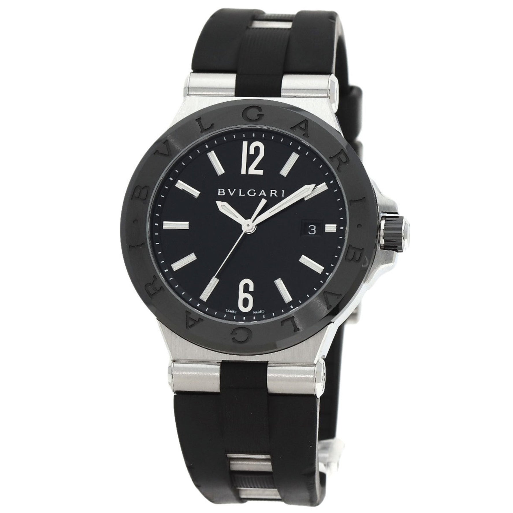 BVLGARI Diagono Date Ceramic Watch Stainless Steel Rubber