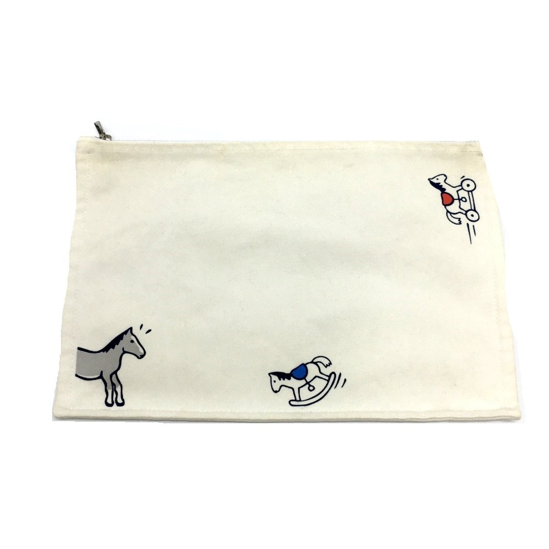HERMES Horse Adada GM Flat Pouch, Cotton, Unisex