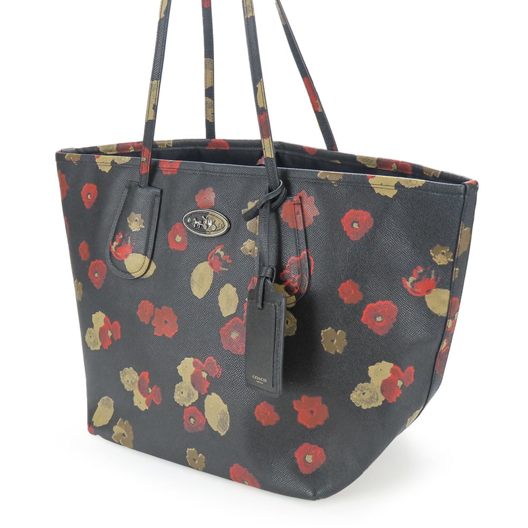 Coach Tote Bag Floral Leather Flower Print